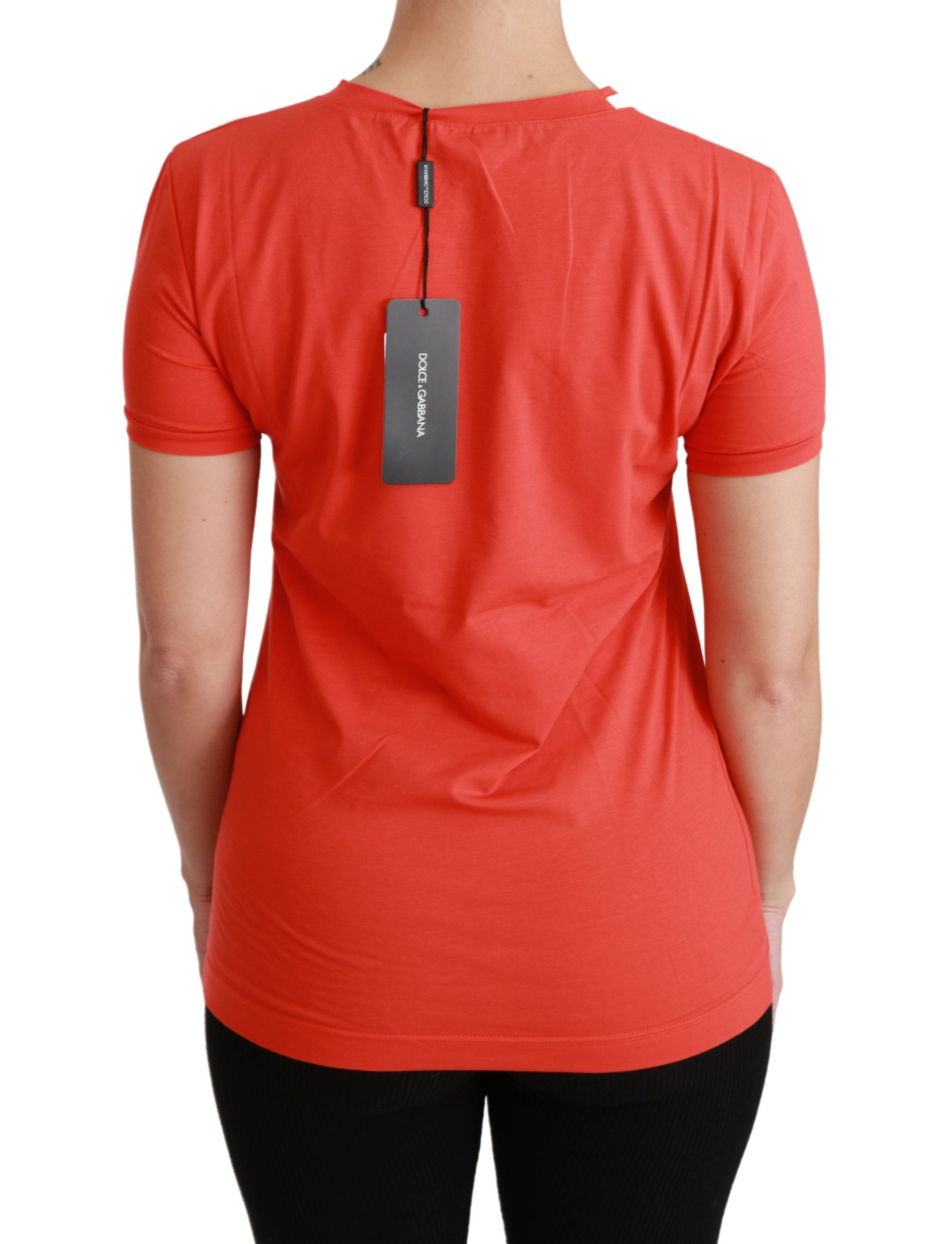 Dolce & Gabbana Red Crewneck Short Sleeve T-shirt Cotton Women's Top