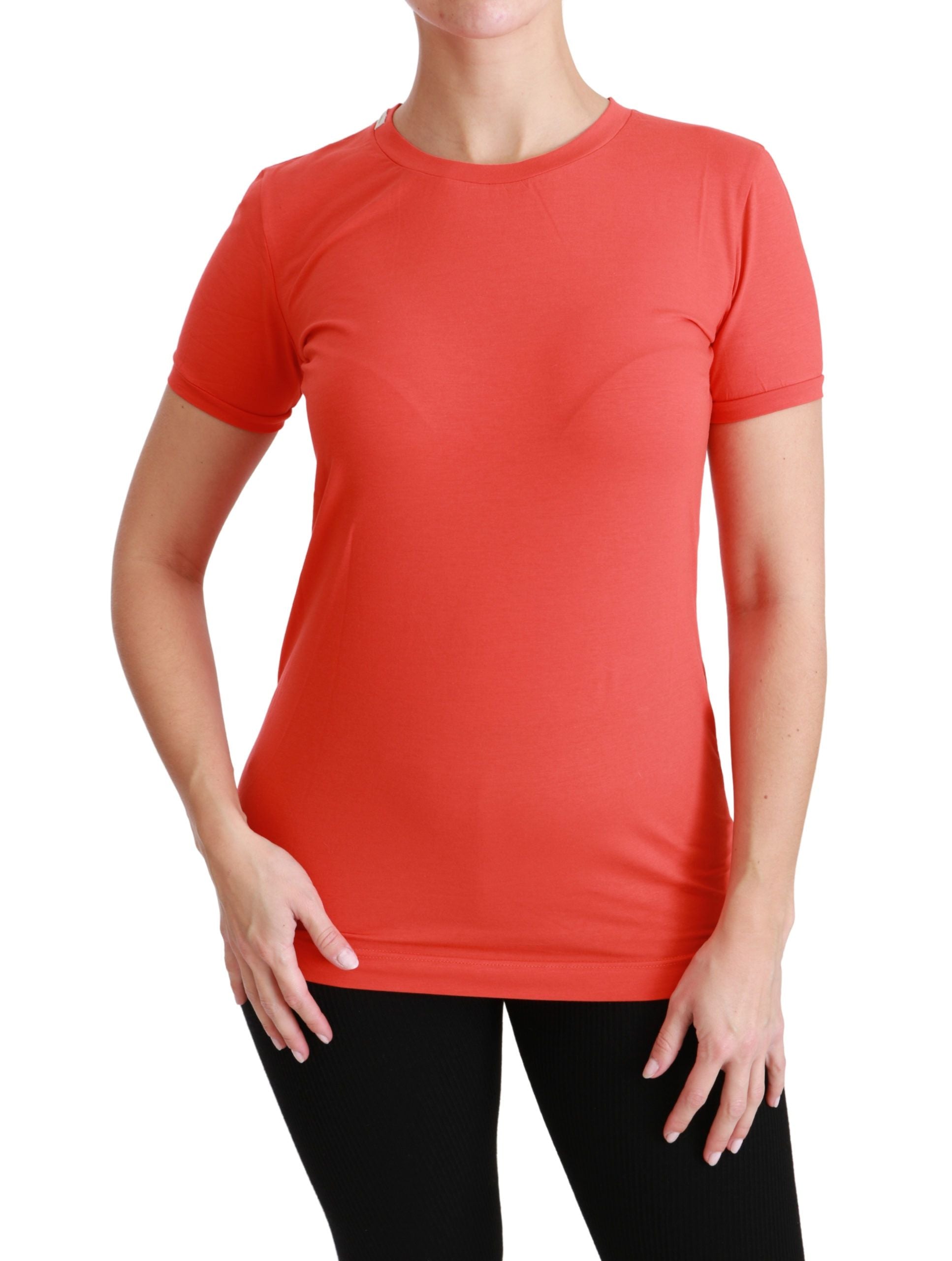Dolce & Gabbana Red Crewneck Short Sleeve T-shirt Cotton Women's Top