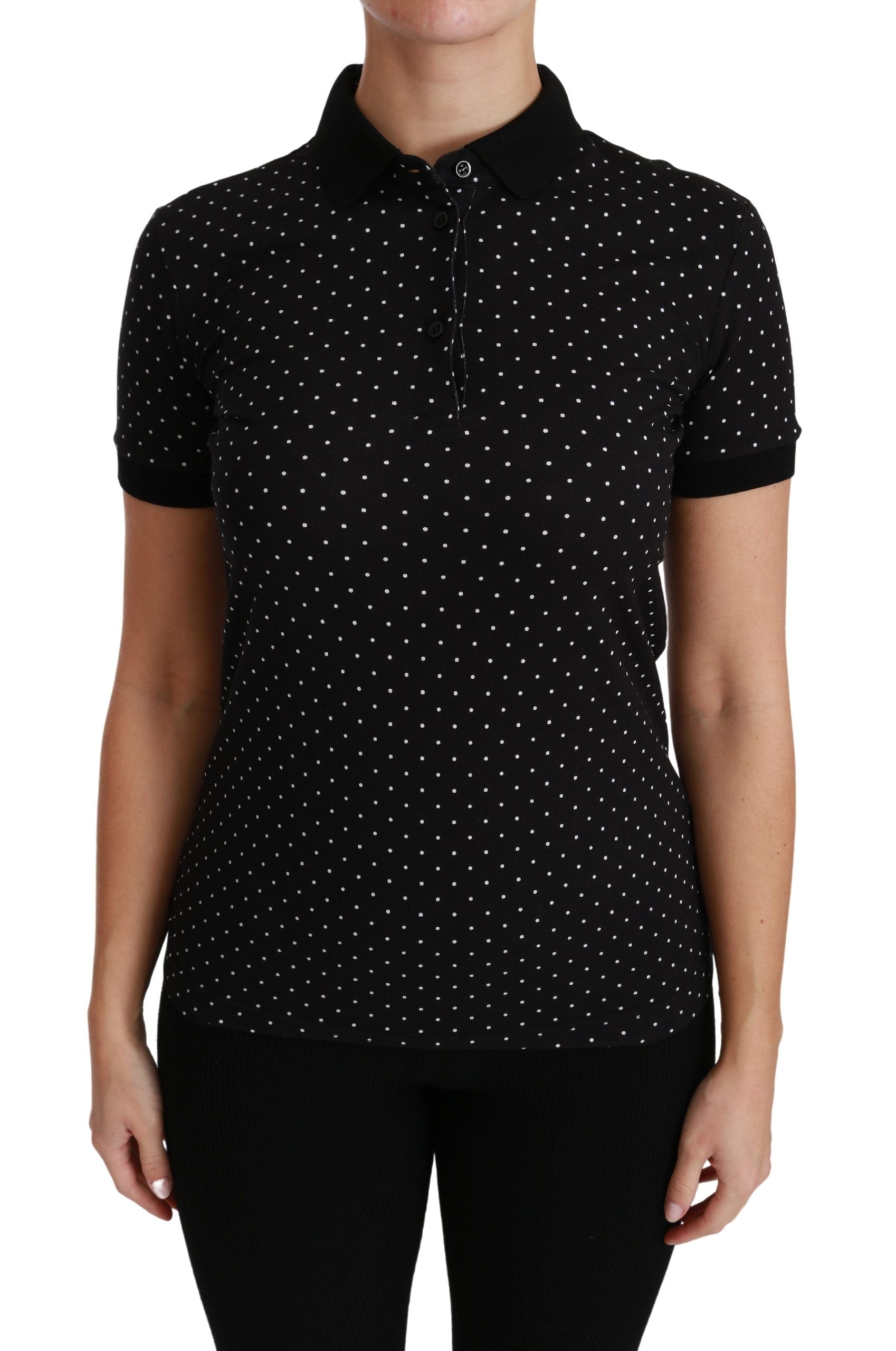 Dolce & Gabbana Elegant Black Dotted Polo Women's Shirt