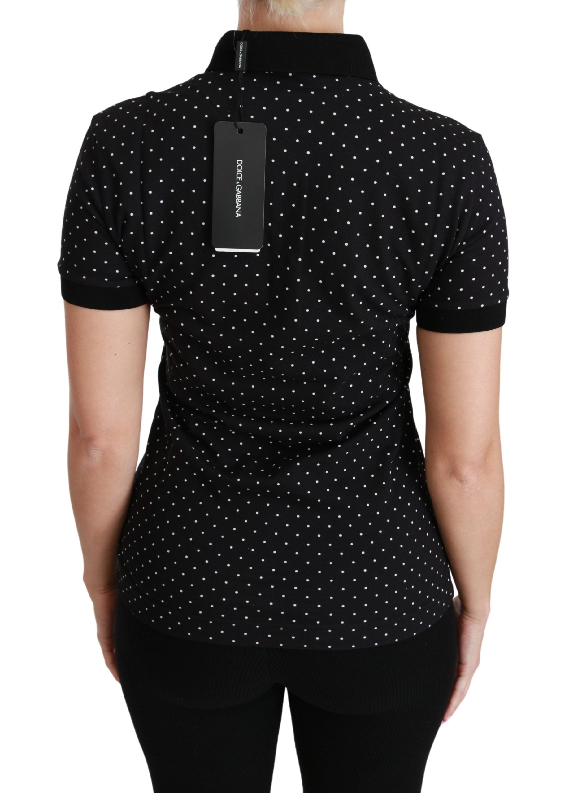 Dolce & Gabbana Elegant Black Dotted Polo Women's Shirt