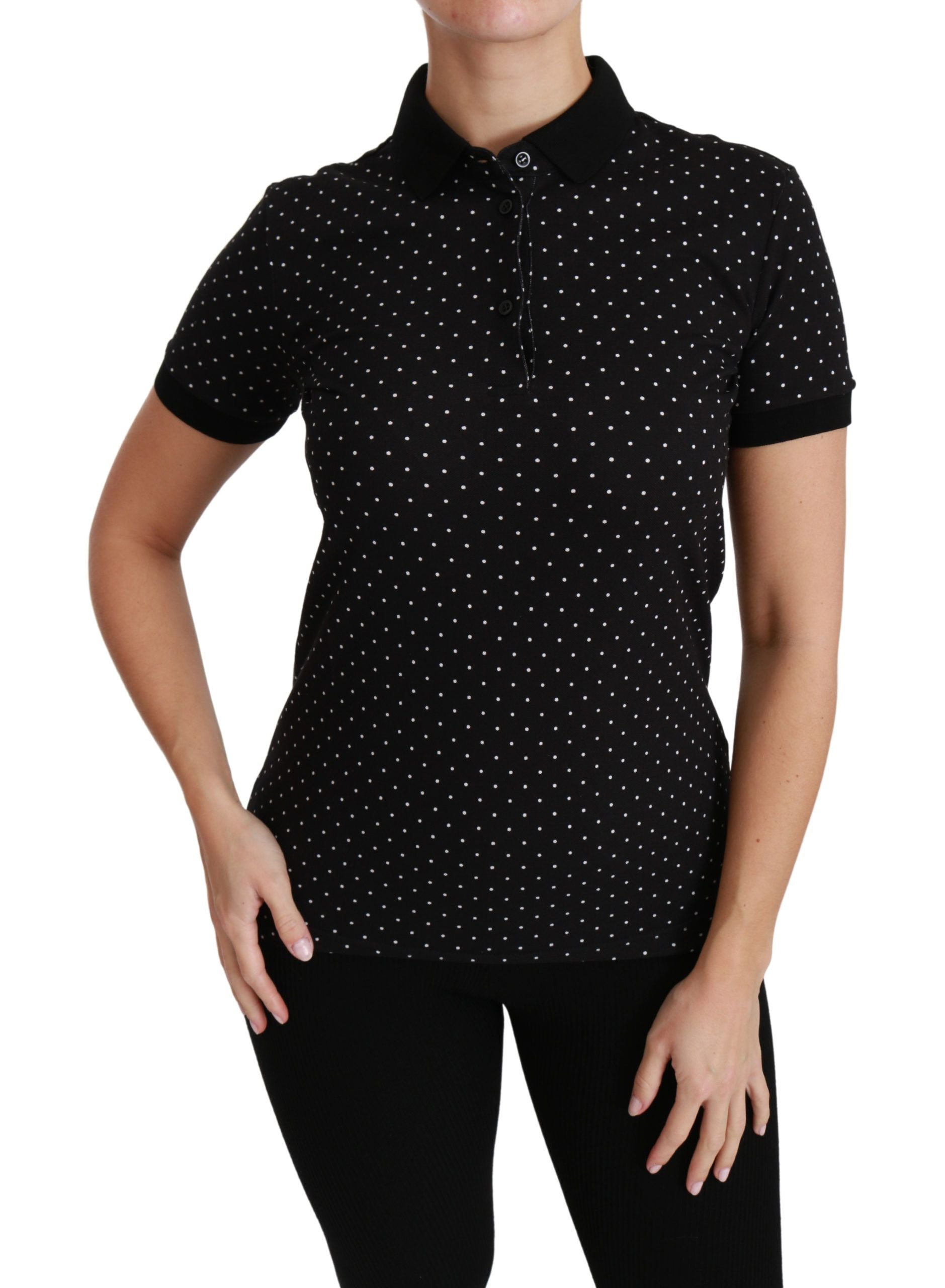 Dolce & Gabbana Elegant Black Dotted Polo Women's Shirt