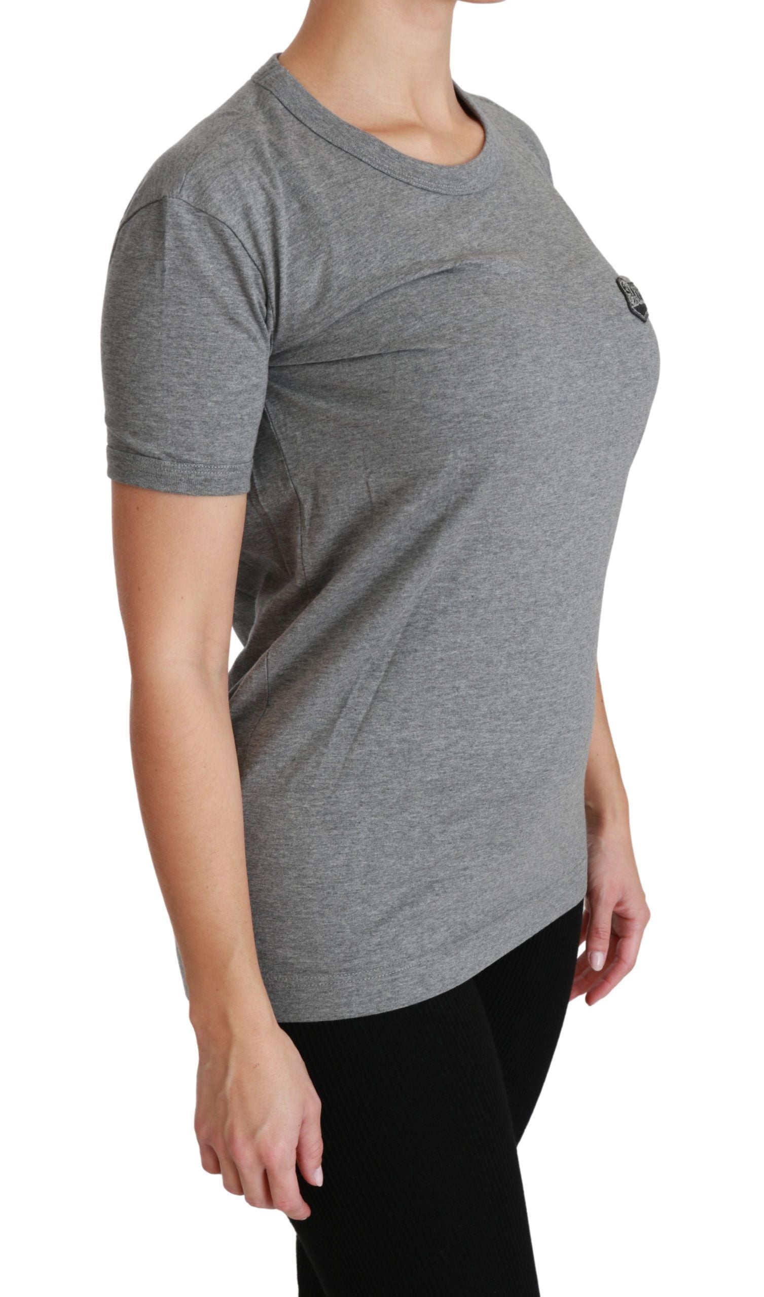 Dolce & Gabbana Chic Gray Amore Patch Crewneck Women's Tee