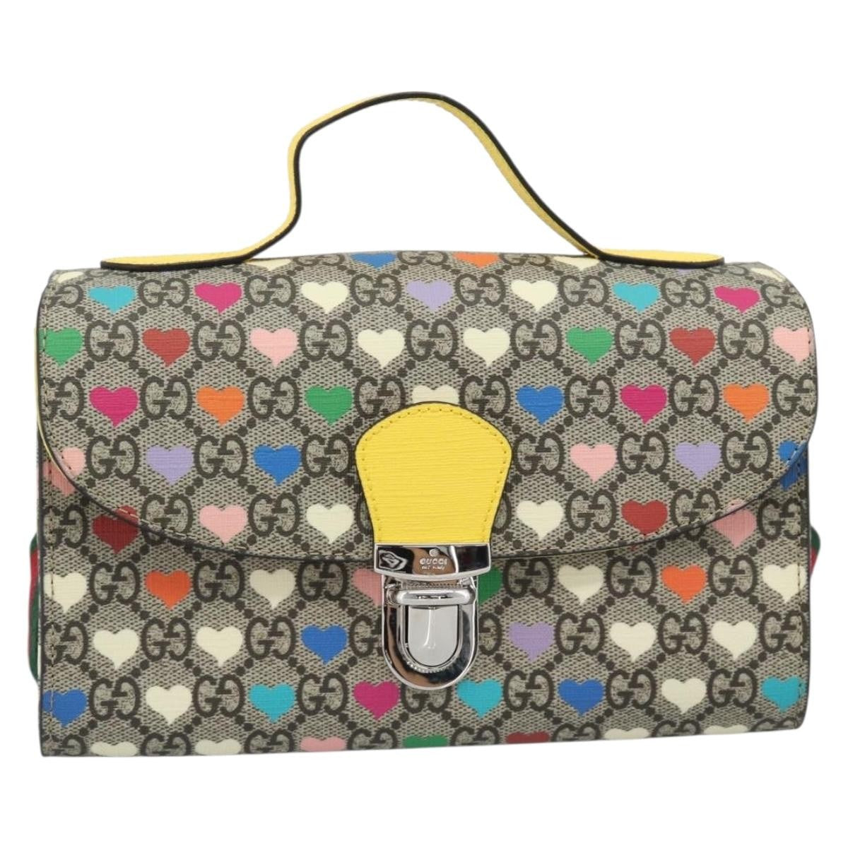 Gucci Children's Top Handle Flap Printed Gg Coated Canvas Beige Canvas Handbag (Pre-Owned)