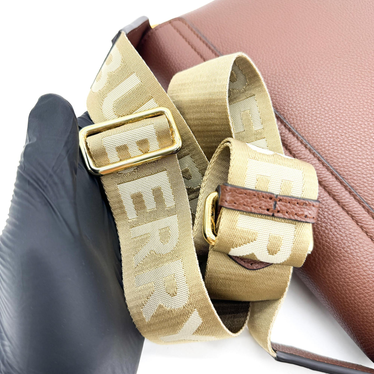 Burberry Note Leather With Vintage Check Canvas Brown Leather Crossbody Bag Bag (Pre-Owned)