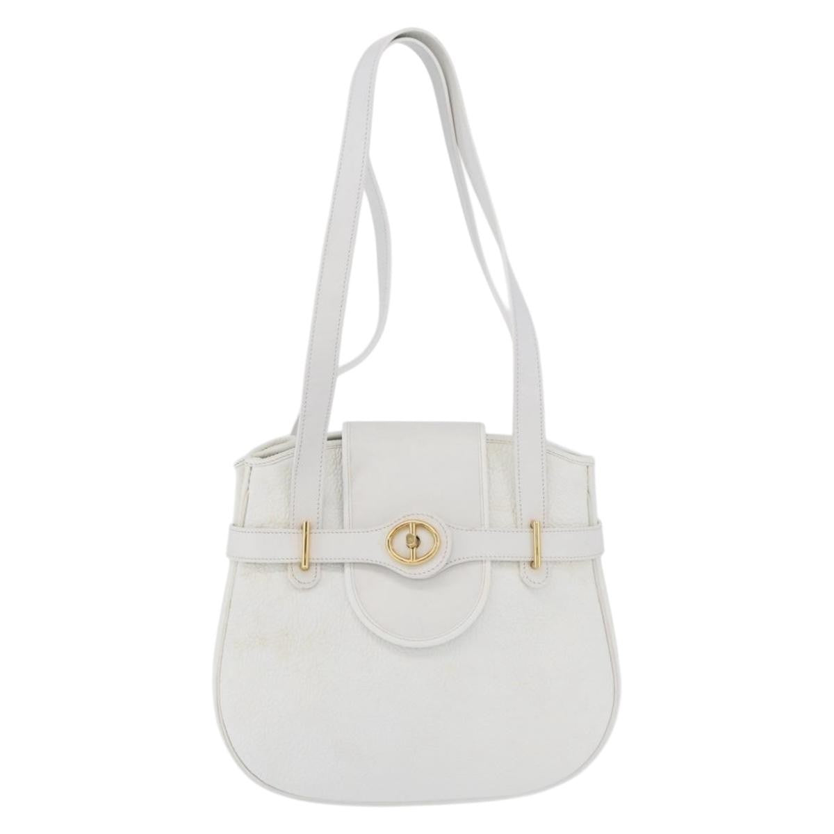 Christian Dior Vintage Leather White_Gold Leather Shoulder Bag Bag (Pre-Owned)