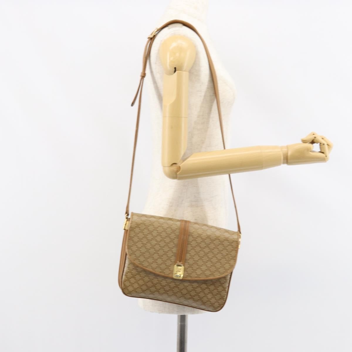 Celine Macadam Shoulder Canvas Beige Canvas Shoulder Bag Bag (Pre-Owned)