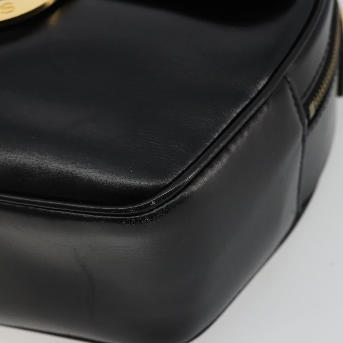 Celine Circle Logo Leather Black Leather Shoulder Bag Bag (Pre-Owned)
