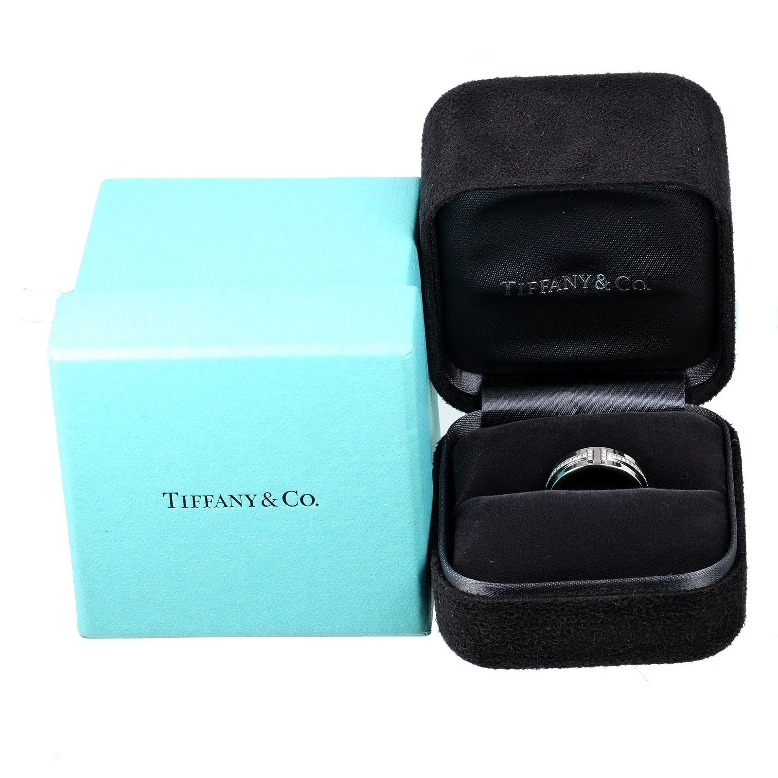 Tiffany & Co T Two Black White Gold Ring Jewelry (Pre-Owned)