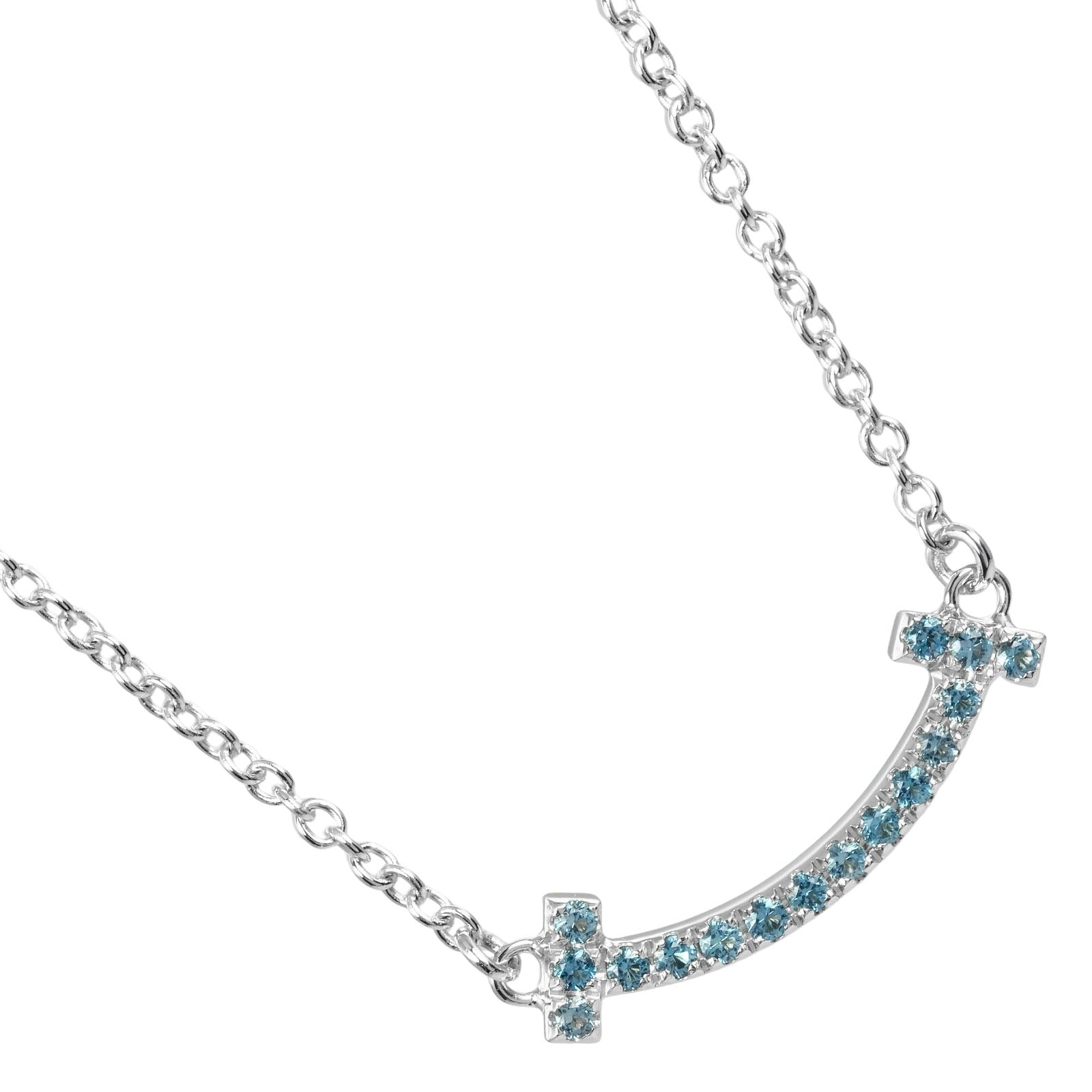 Tiffany & Co T Smile Silver White Gold Necklace Jewelry (Pre-Owned)