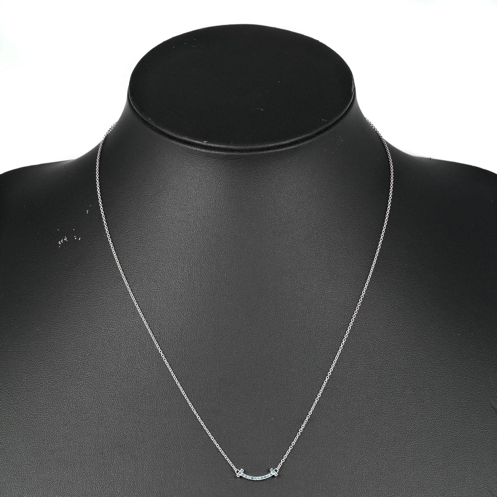 Tiffany & Co T Smile Silver White Gold Necklace Jewelry (Pre-Owned)