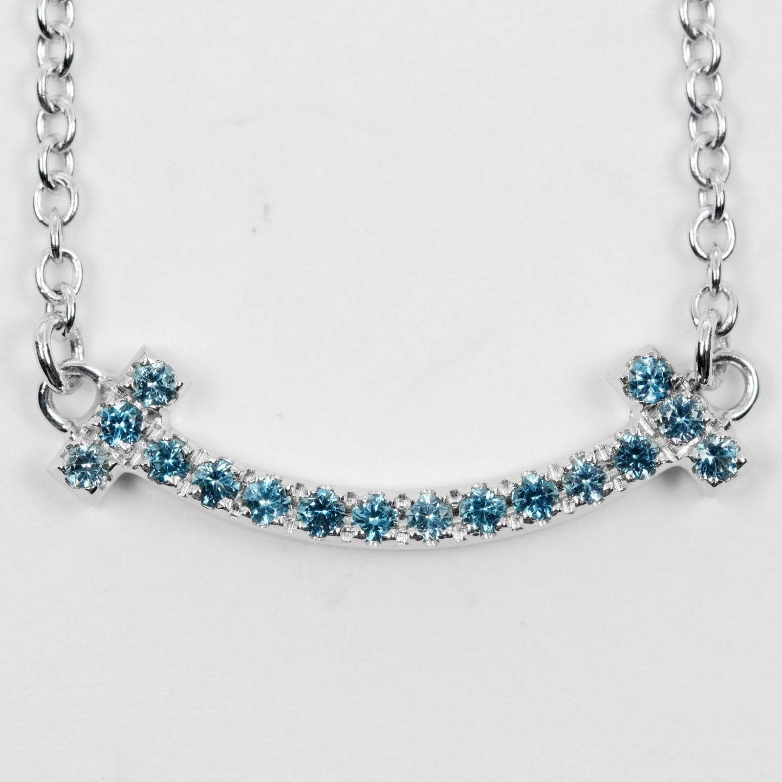 Tiffany & Co T Smile Silver White Gold Necklace Jewelry (Pre-Owned)