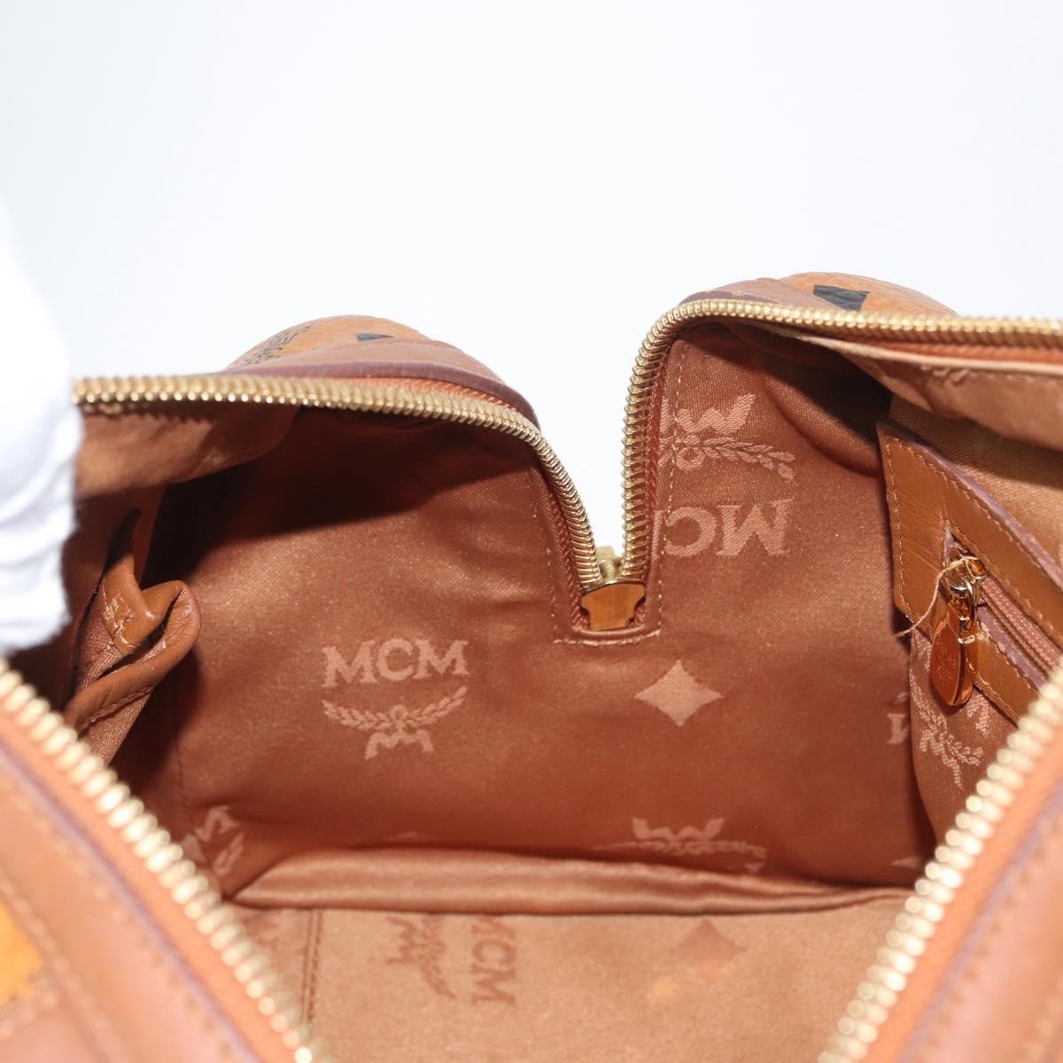 MCM Visetos Logogramme Leather Brown Leather Handbag (Pre-Owned)
