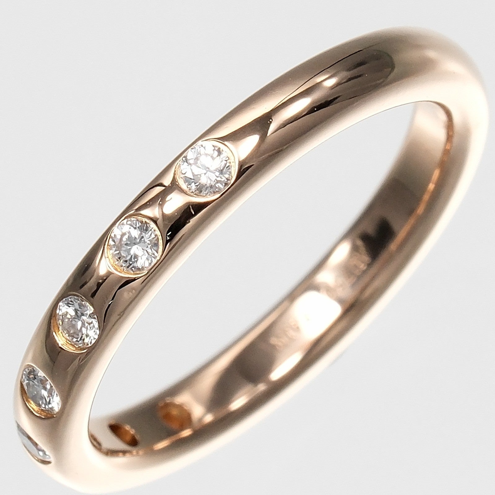 Tiffany & Co. Stacking Band Ring With 8 Diamonds 18K Pink Gold With Diamonds Gold Pink_Gold Ring Jewelry (Pre-Owned)