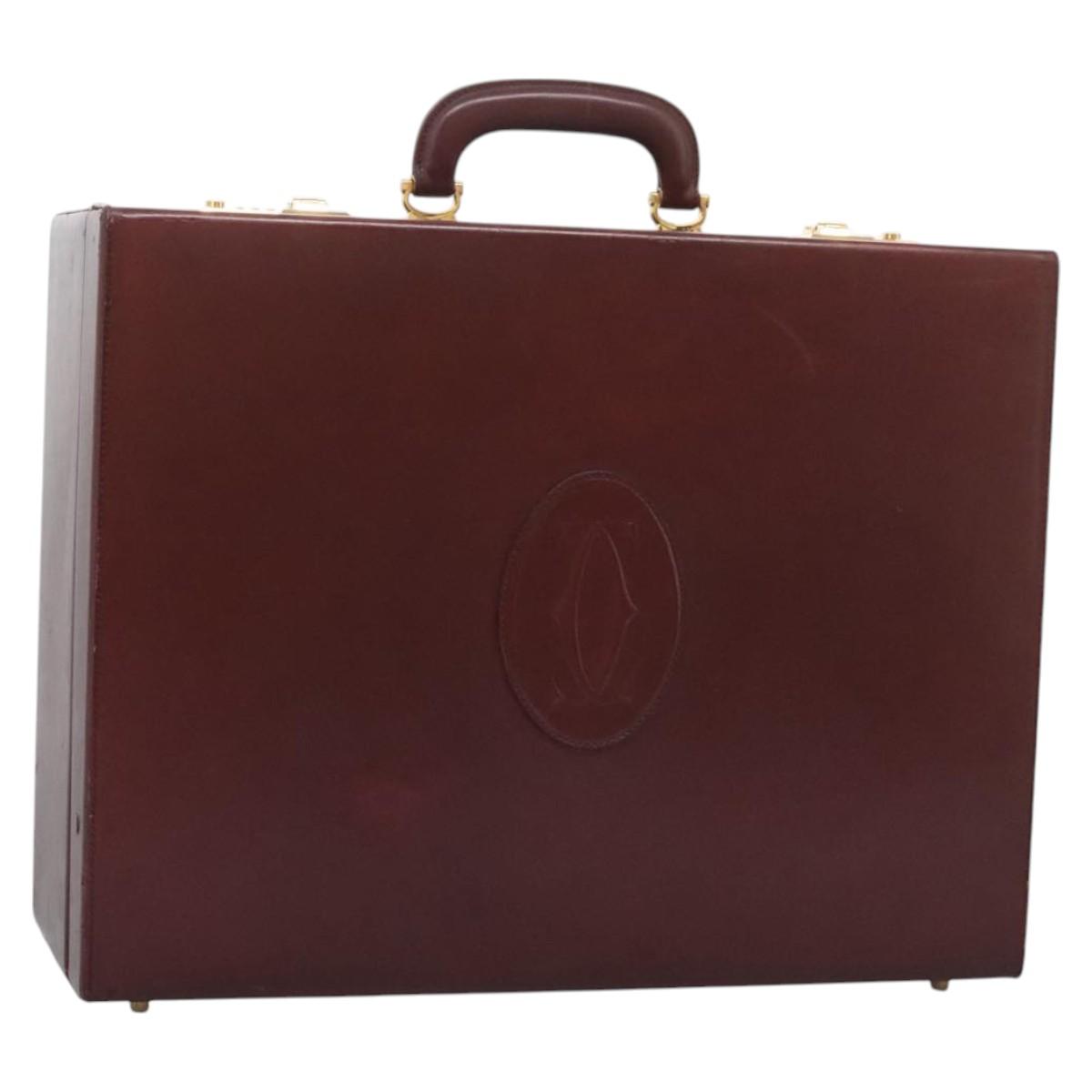 Cartier Must De Cartier Burgundy Leather Travel Bag (Pre-Owned)