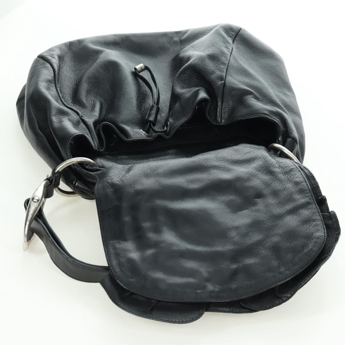 Saint Laurent Vintage Shoulder Bag Leather Black Leather Shoulder Bag Bag (Pre-Owned)