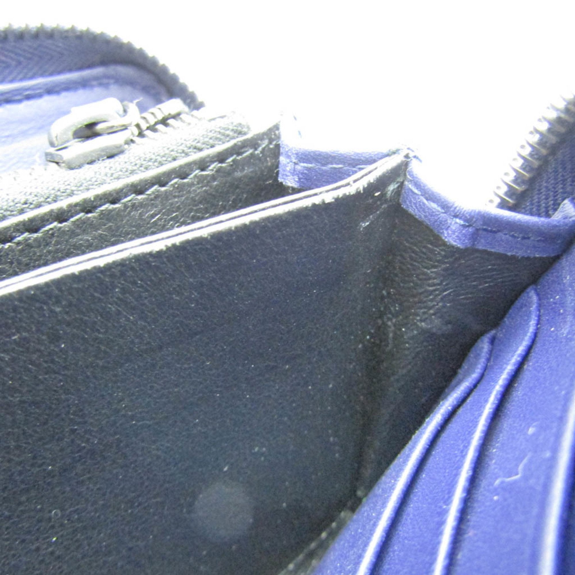 Bottega Veneta Intrecciato Blue Leather Wallet (Pre-Owned)