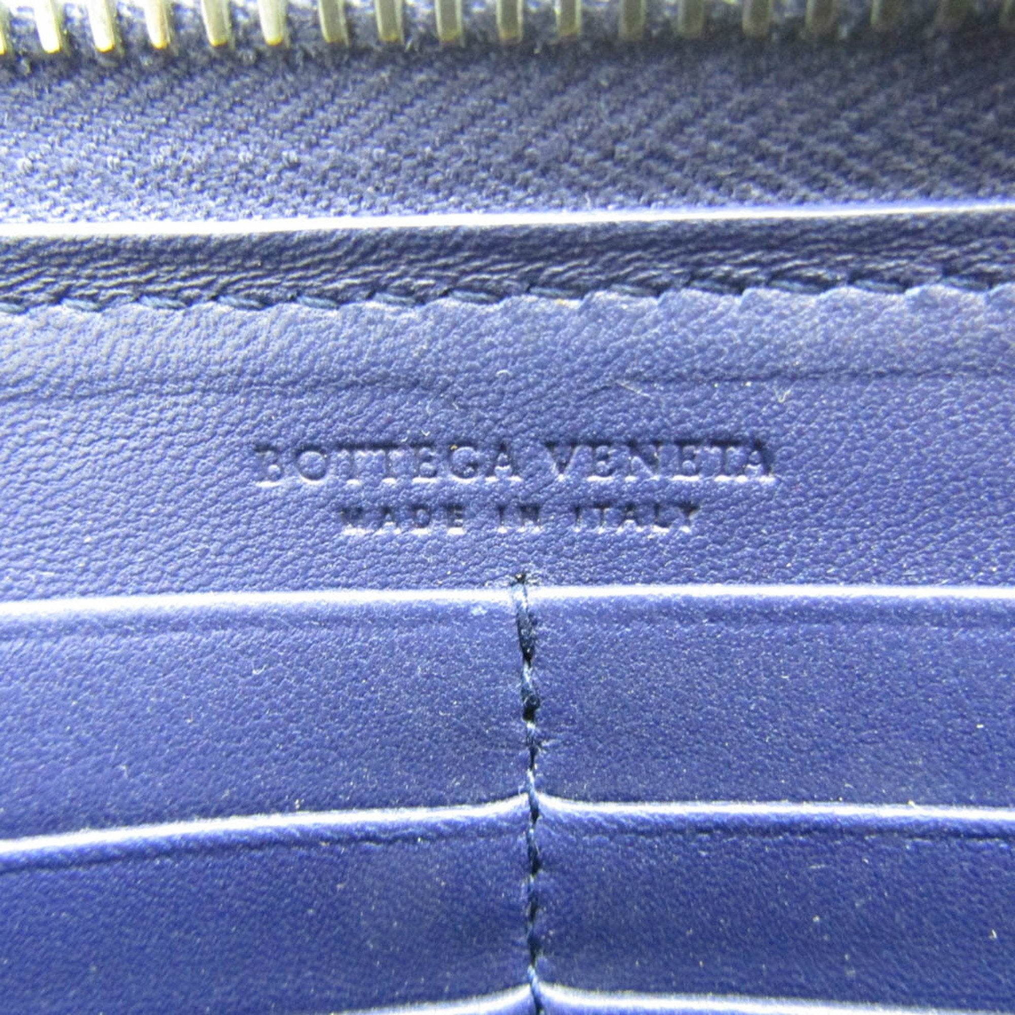 Bottega Veneta Intrecciato Blue Leather Wallet (Pre-Owned)