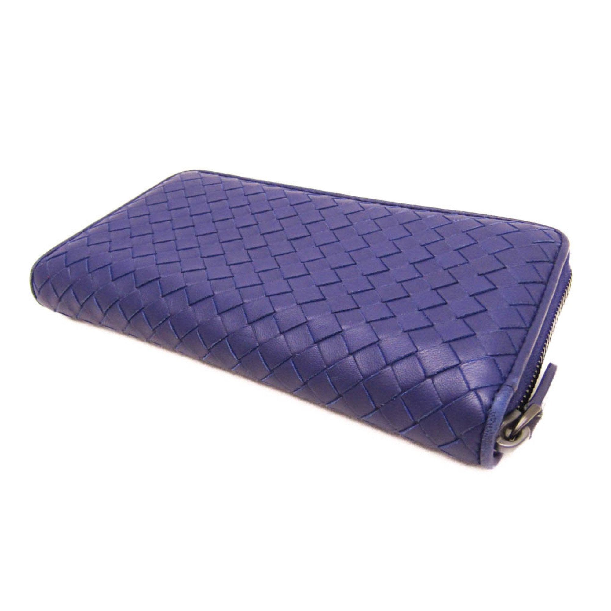 Bottega Veneta Intrecciato Blue Leather Wallet (Pre-Owned)