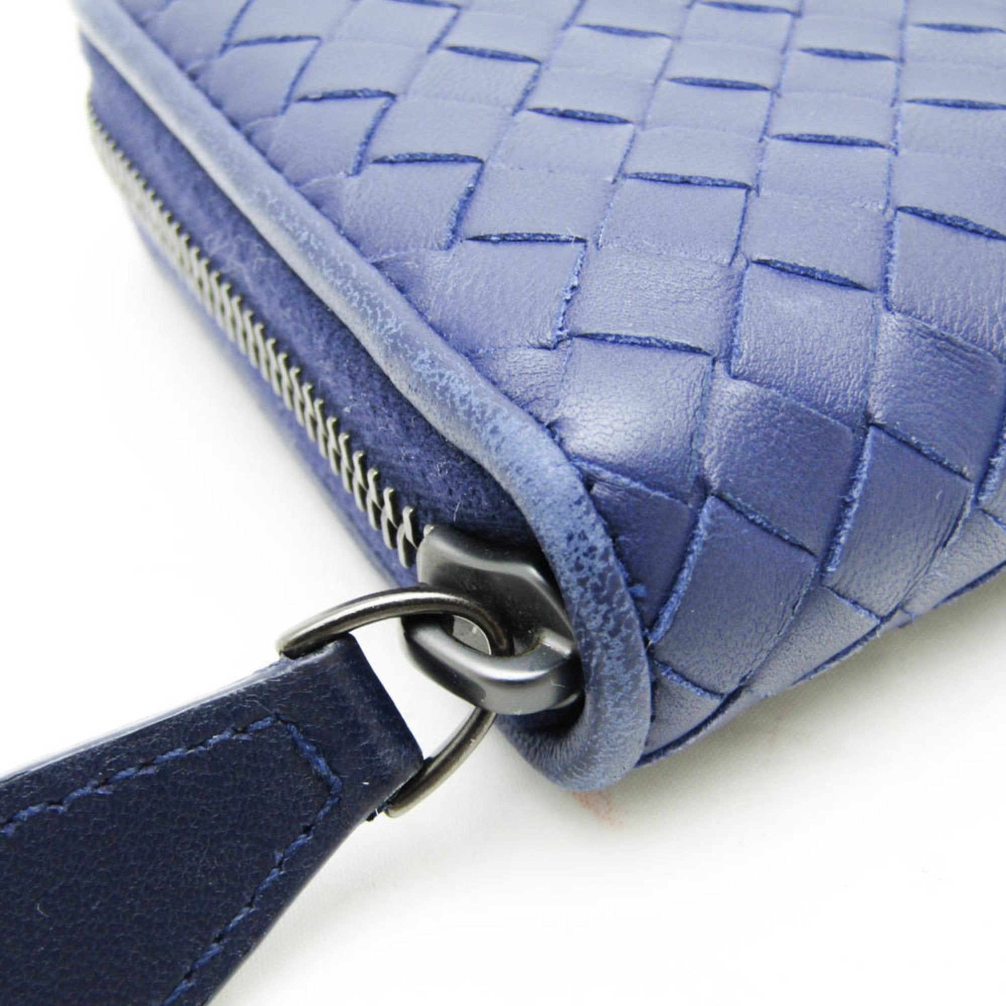 Bottega Veneta Intrecciato Blue Leather Wallet (Pre-Owned)