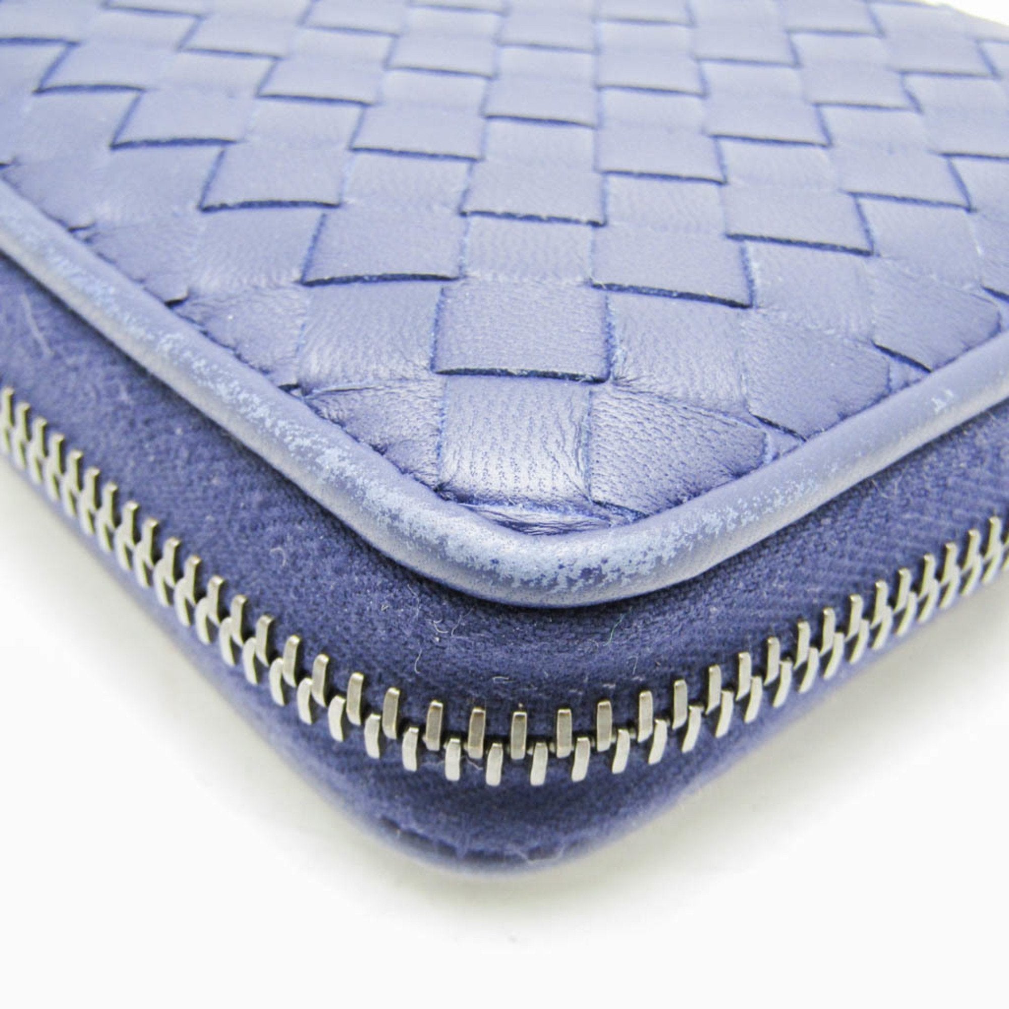 Bottega Veneta Intrecciato Blue Leather Wallet (Pre-Owned)