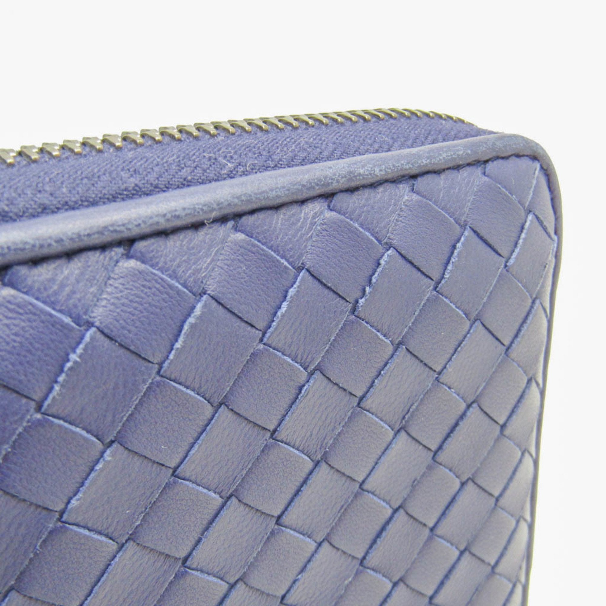 Bottega Veneta Intrecciato Blue Leather Wallet (Pre-Owned)