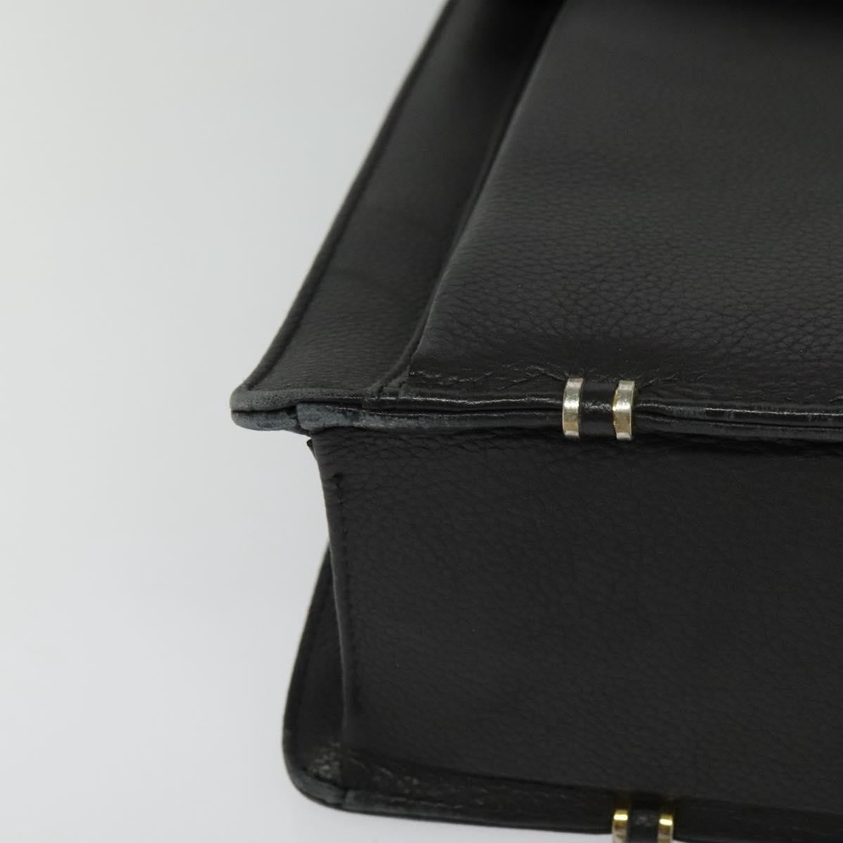 Versace Vintage Leather Black Leather Briefcase Bag (Pre-Owned)