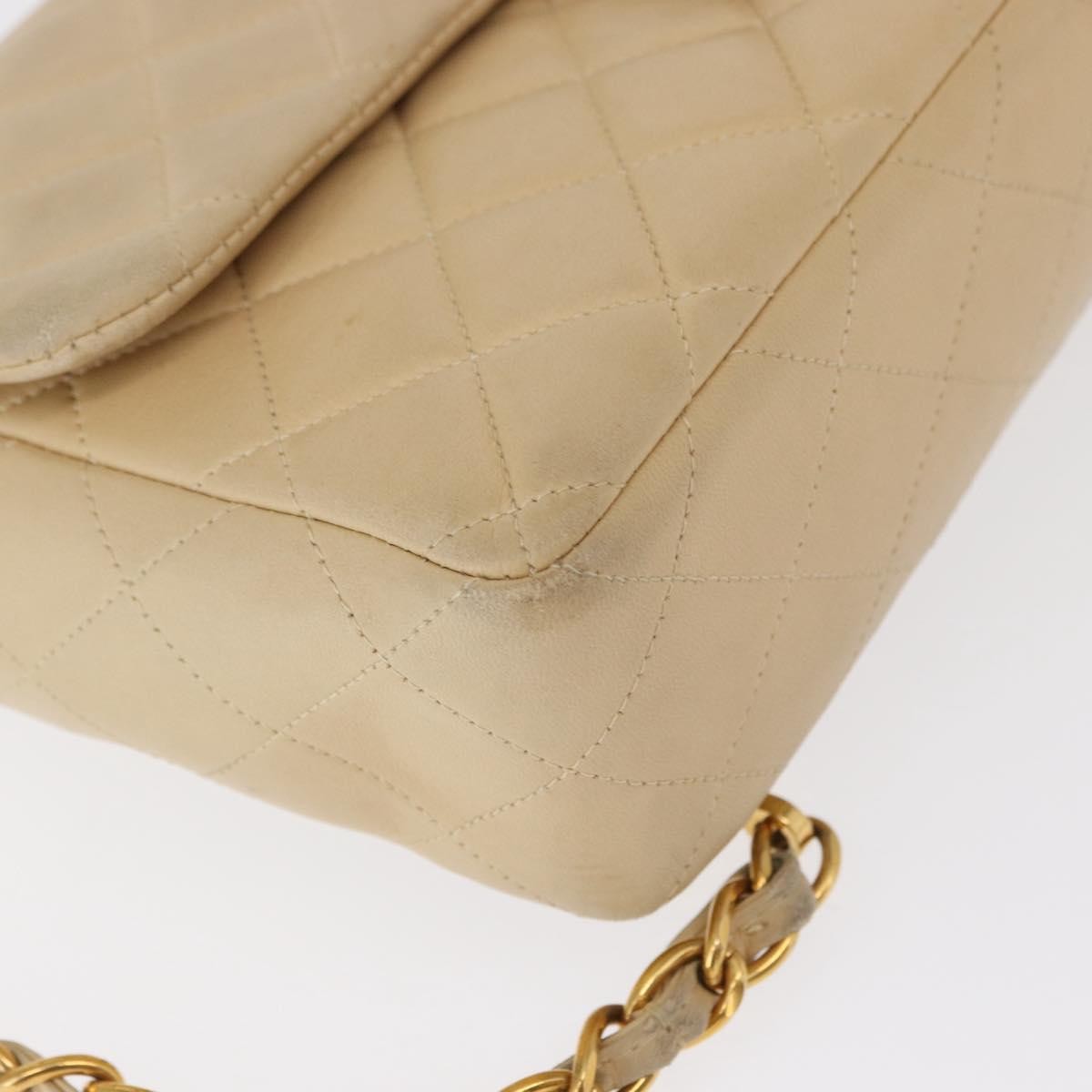 Chanel Vintage Classic Flap Quilted Lambskin Beige Leather Backpack Bag (Pre-Owned)