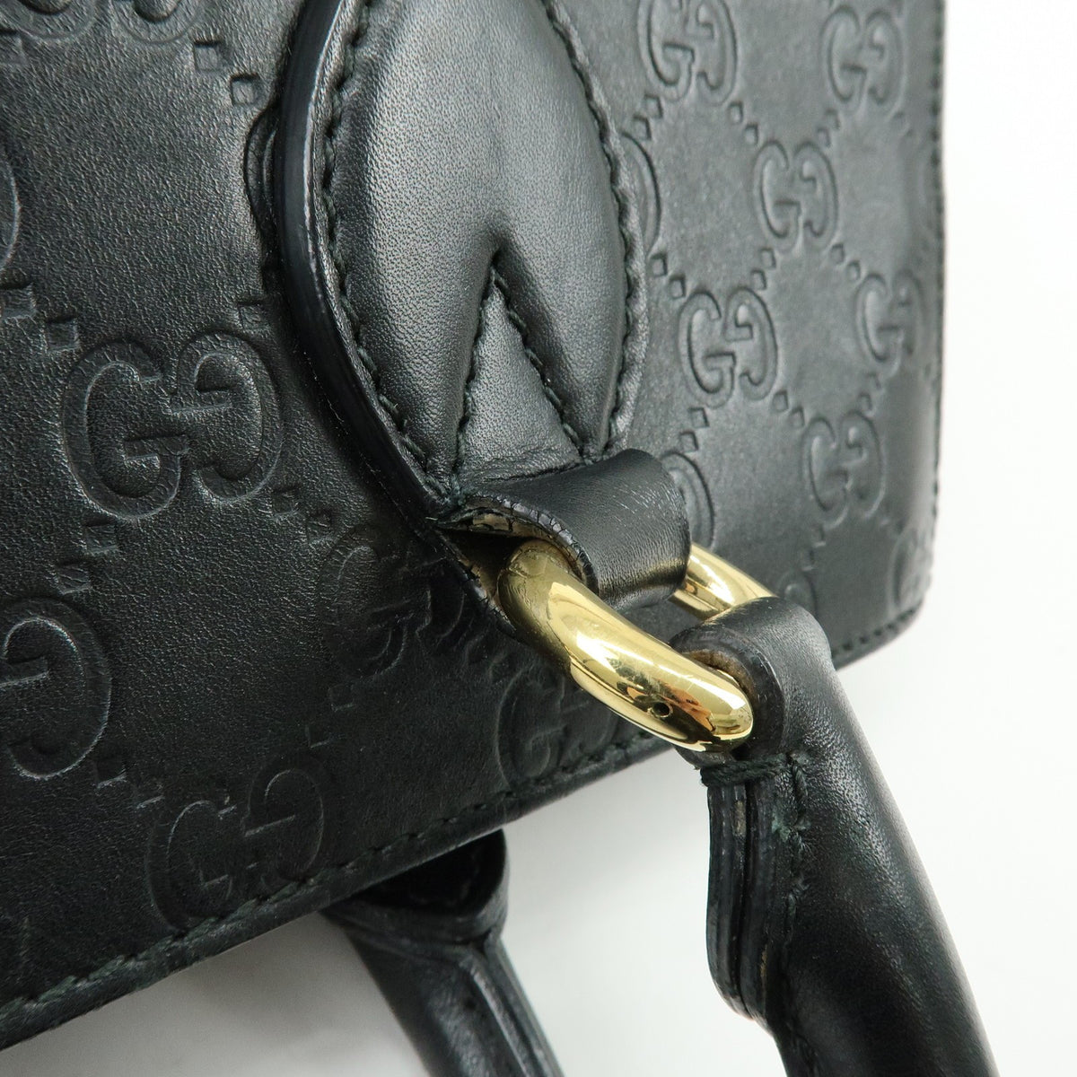 Gucci Soft Signature Convertible Top Handle Guccissima Leather Black Leather Handbag (Pre-Owned)