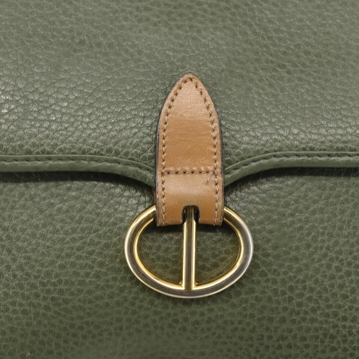 Christian Dior Vintage Leather Khaki Leather Shoulder Bag Bag (Pre-Owned)