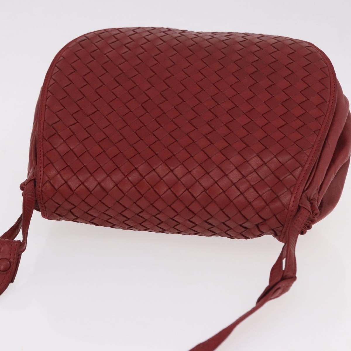 Bottega Veneta Flap Intrecciato Nappa Red Leather Shoulder Bag Bag (Pre-Owned)