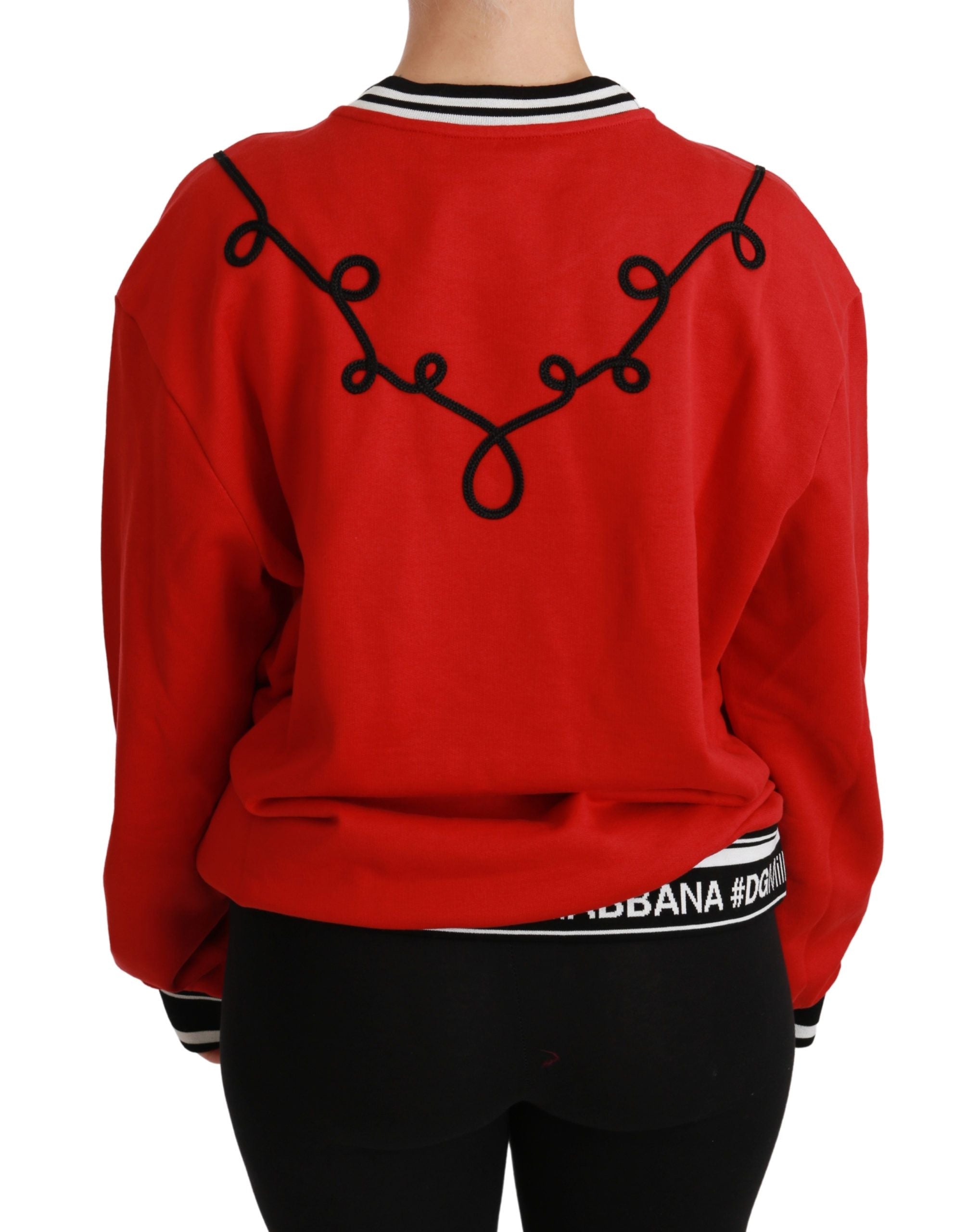 Dolce & Gabbana Radiant Red Sequined Crew Neck Women's Sweater