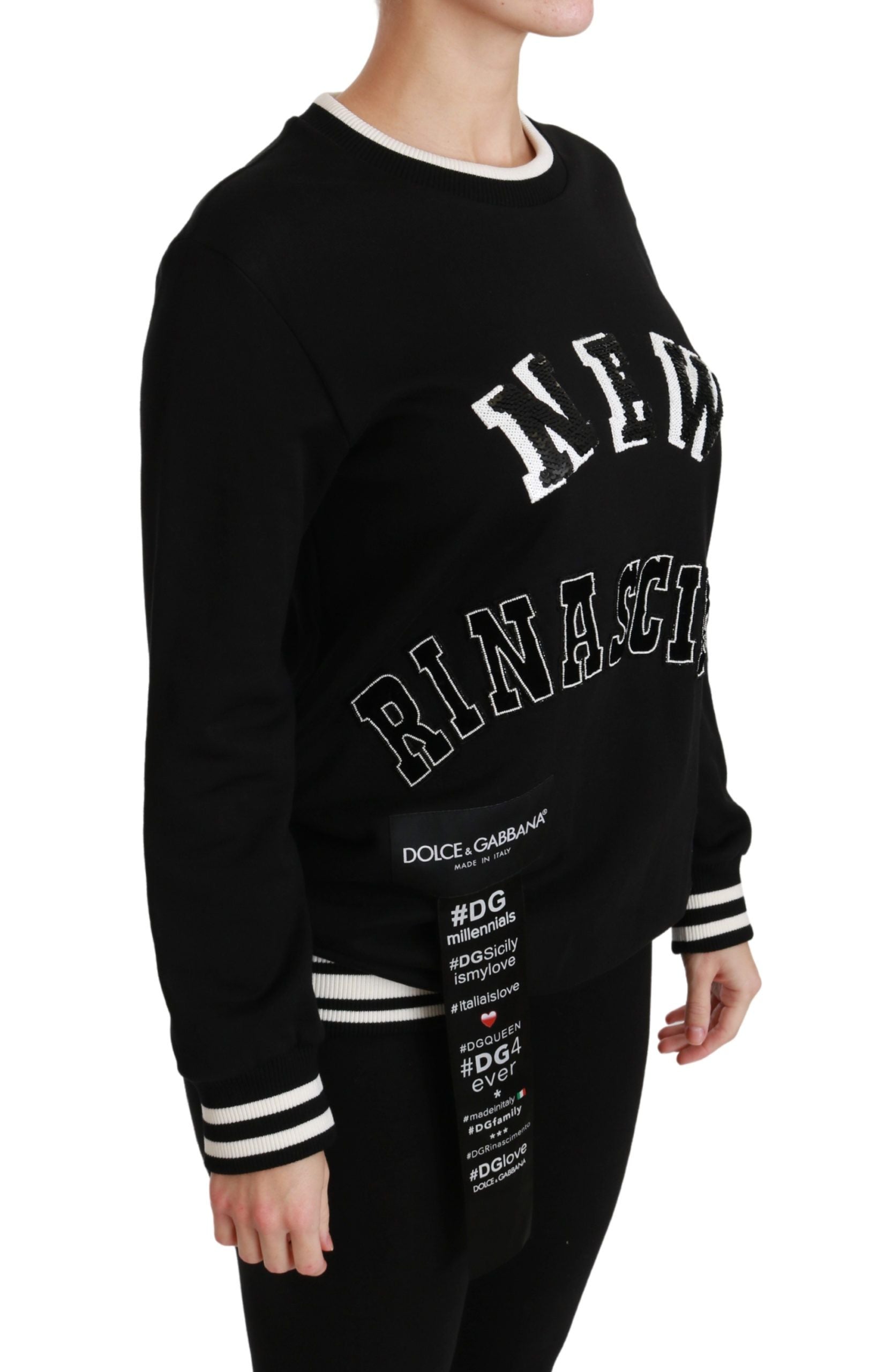 Dolce & Gabbana Chic Black Sequined Cotton Women's Sweater