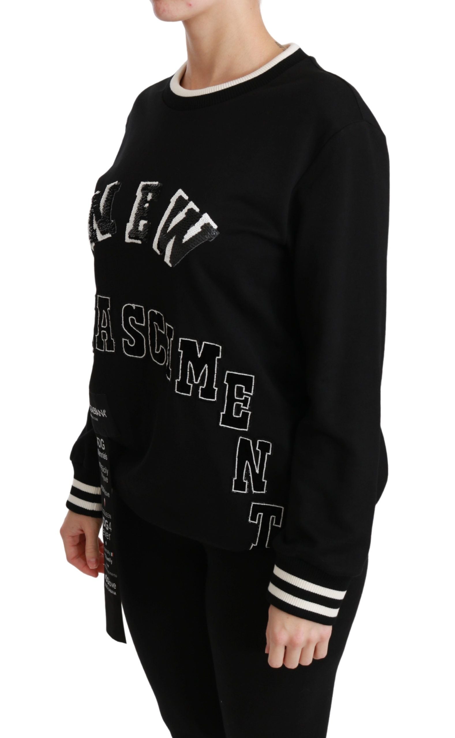 Dolce & Gabbana Chic Black Sequined Cotton Women's Sweater