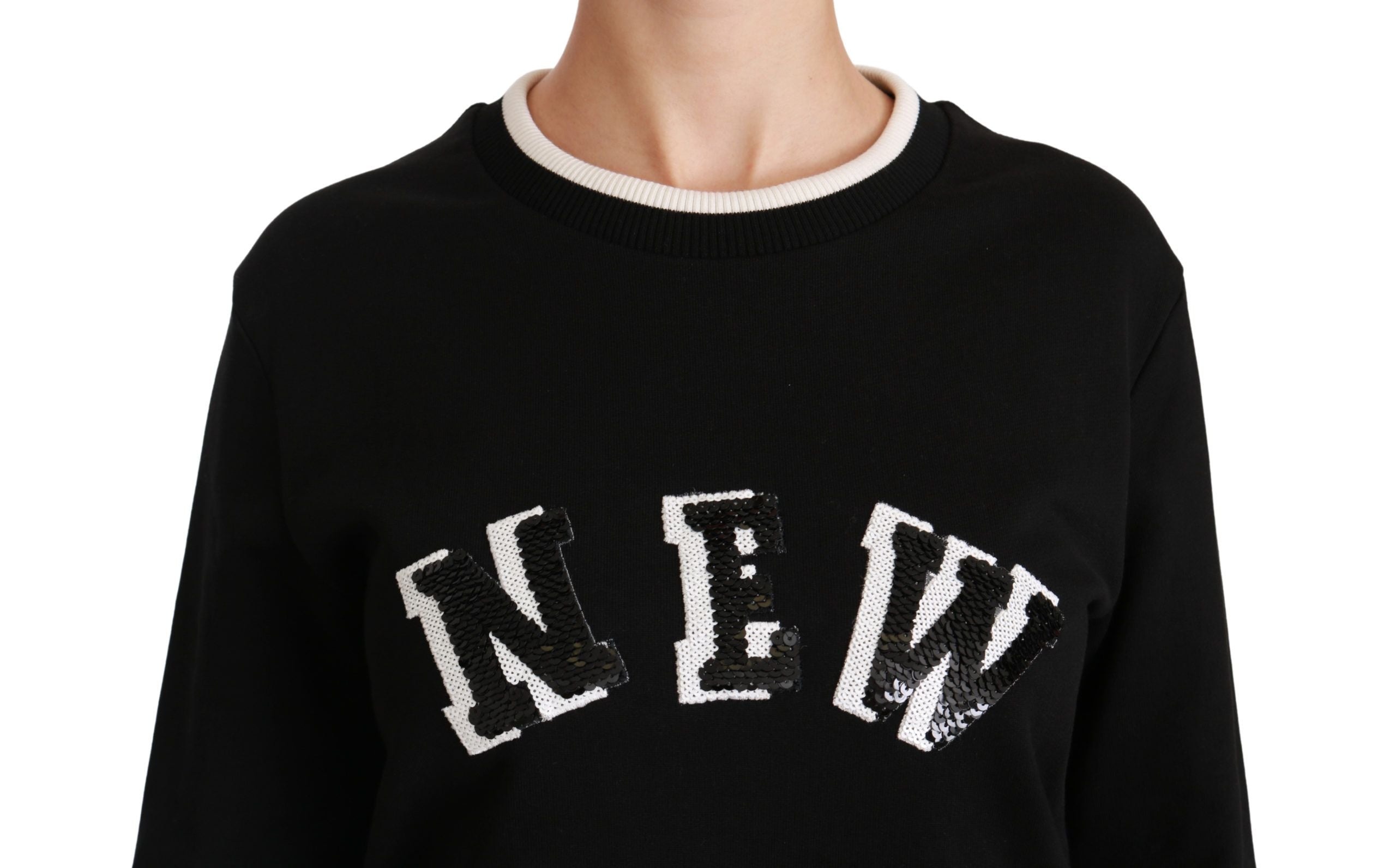 Dolce & Gabbana Chic Black Sequined Cotton Women's Sweater
