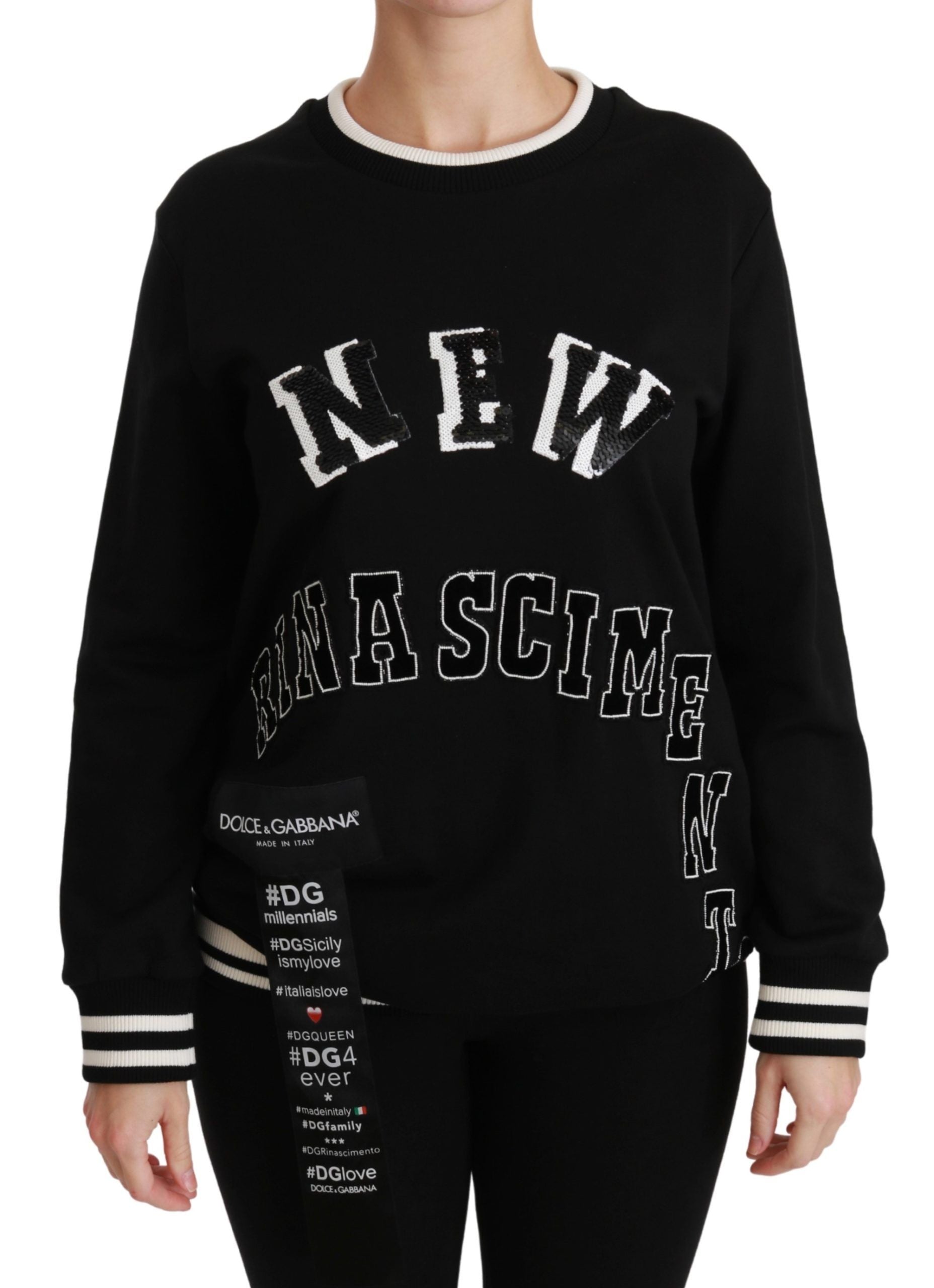 Dolce & Gabbana Chic Black Sequined Cotton Women's Sweater