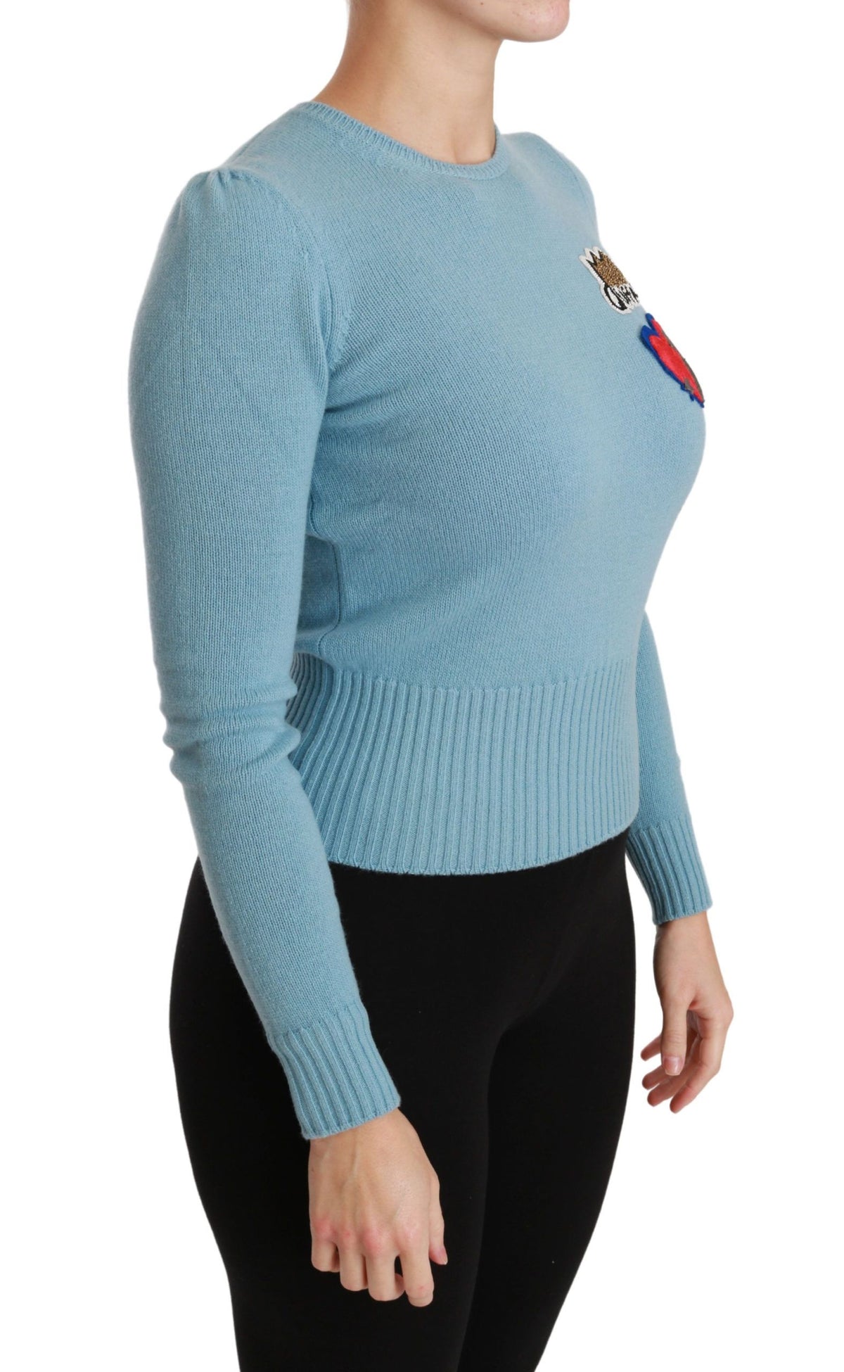 Dolce & Gabbana Blue Wool Queen Heart Pullover Women's Sweater