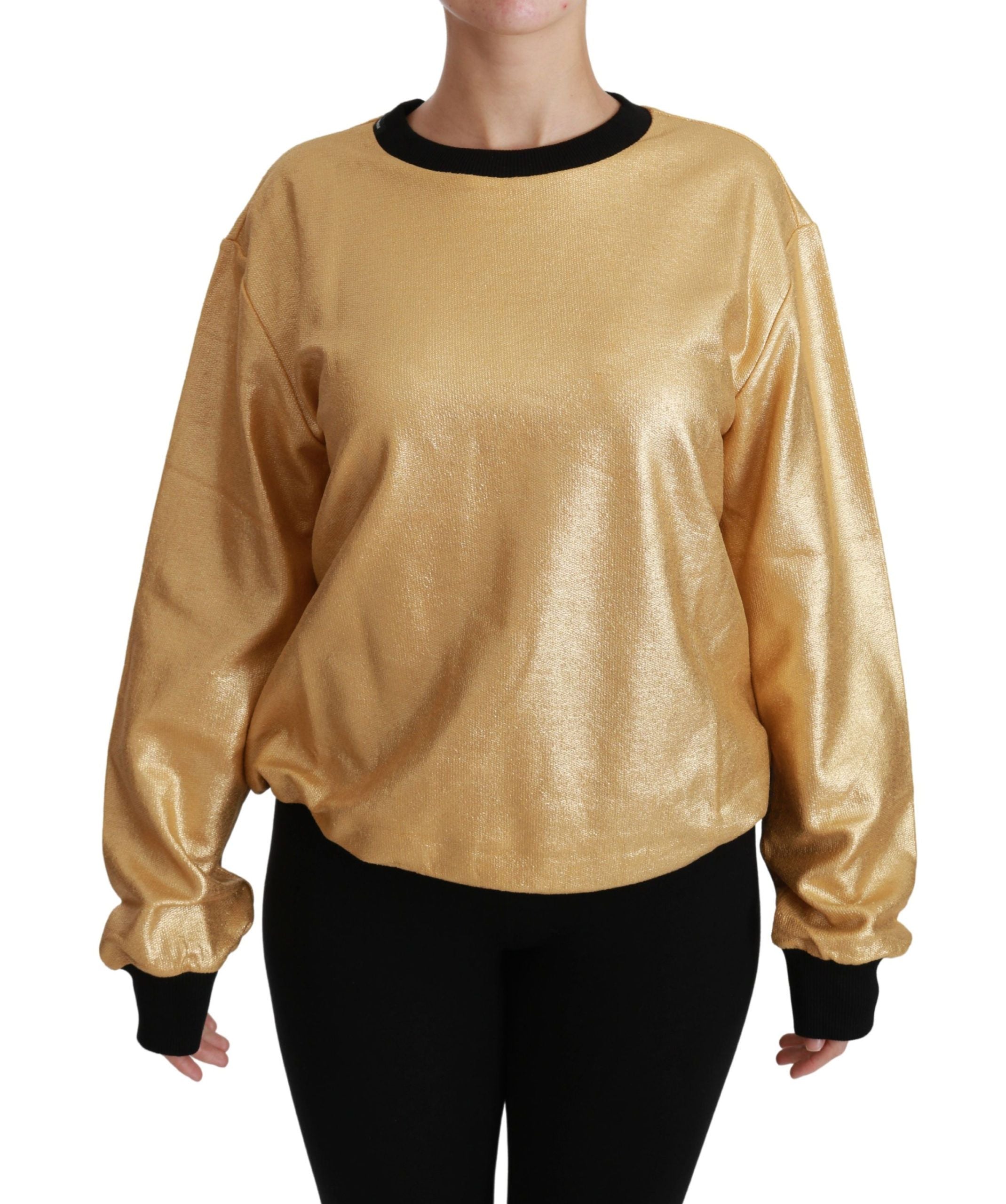Dolce & Gabbana Elegant Gold Crew Neck Cotton Women's Sweater