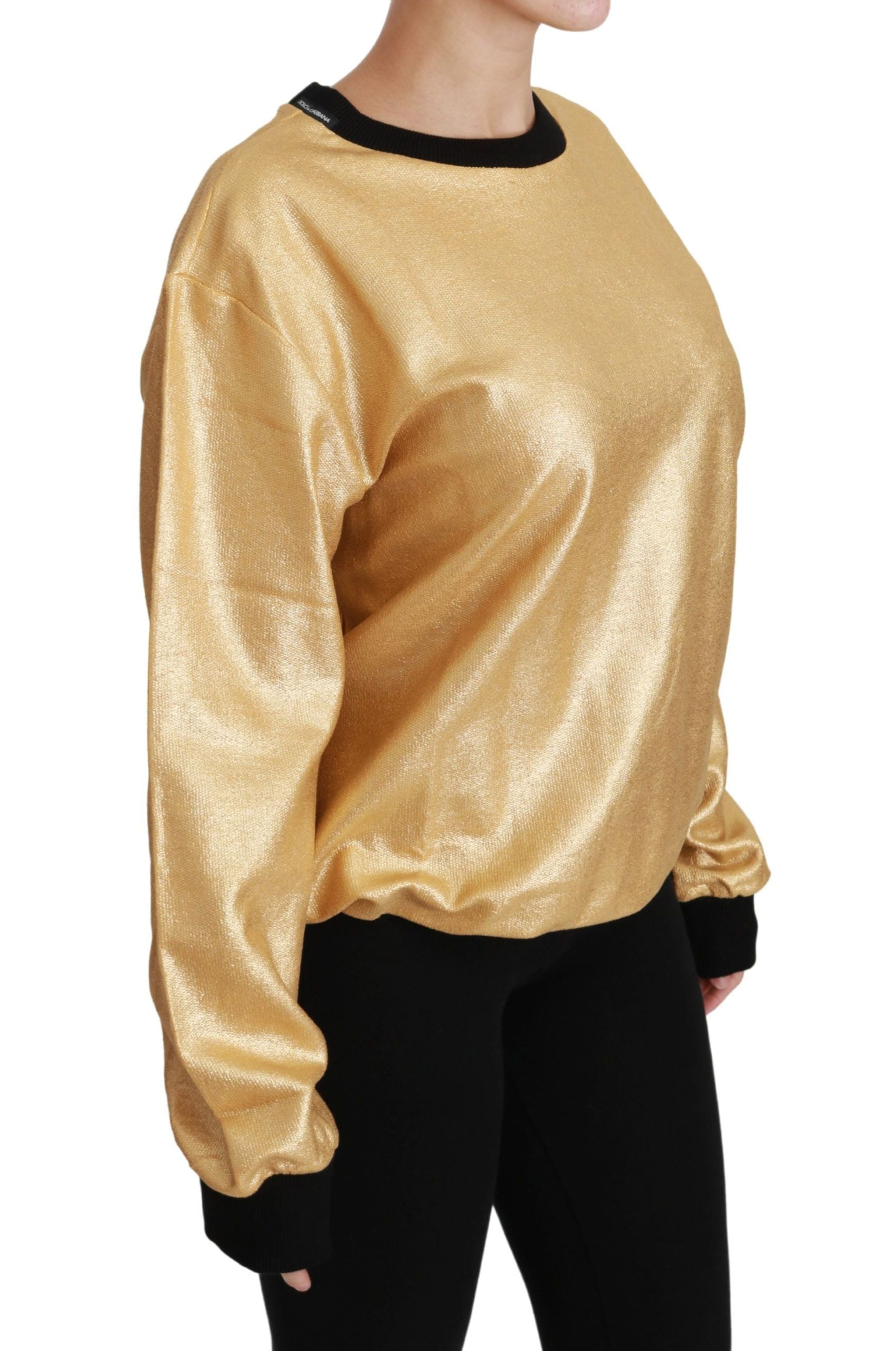 Dolce & Gabbana Elegant Gold Crew Neck Cotton Women's Sweater