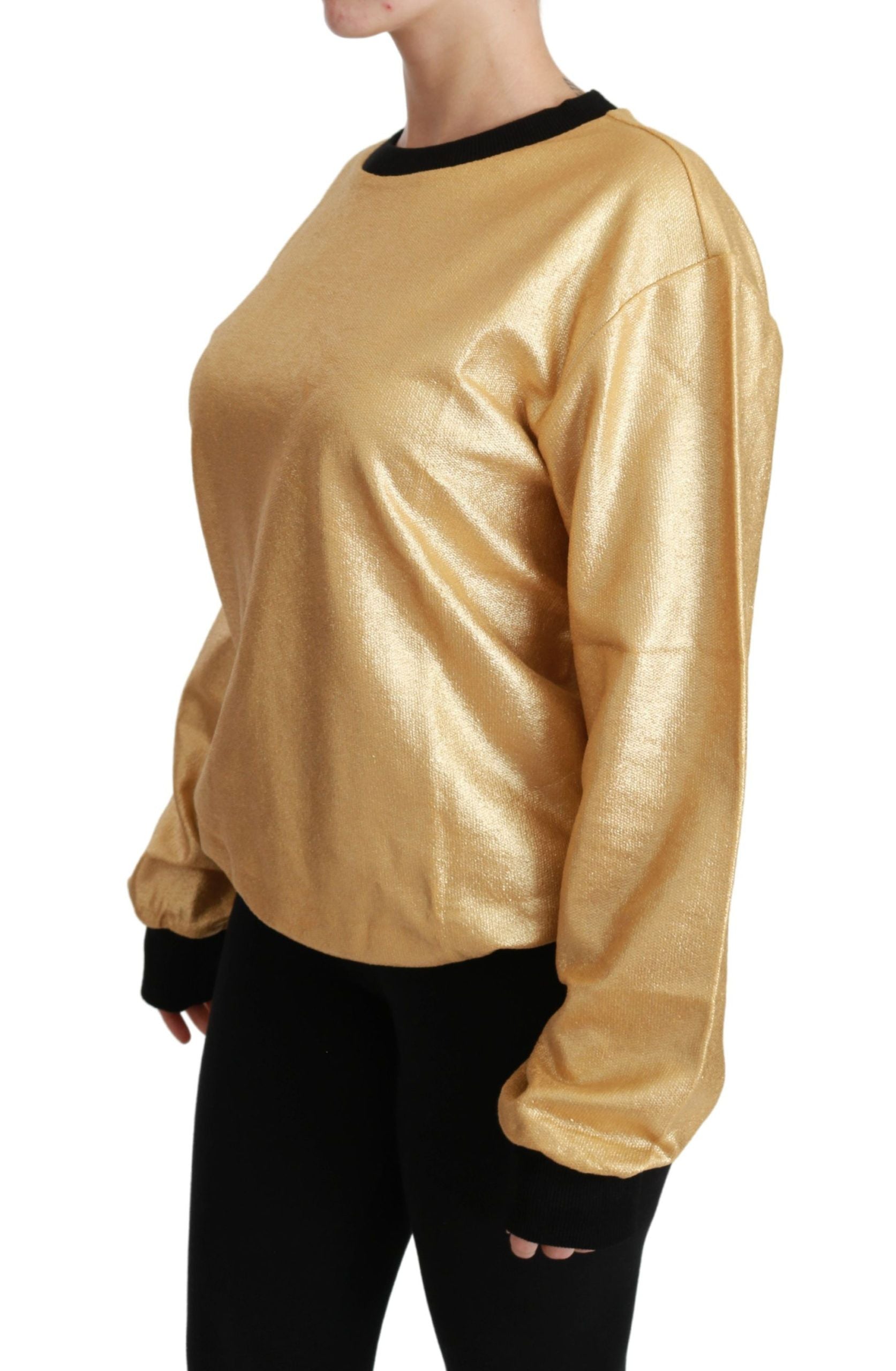 Dolce & Gabbana Elegant Gold Crew Neck Cotton Women's Sweater
