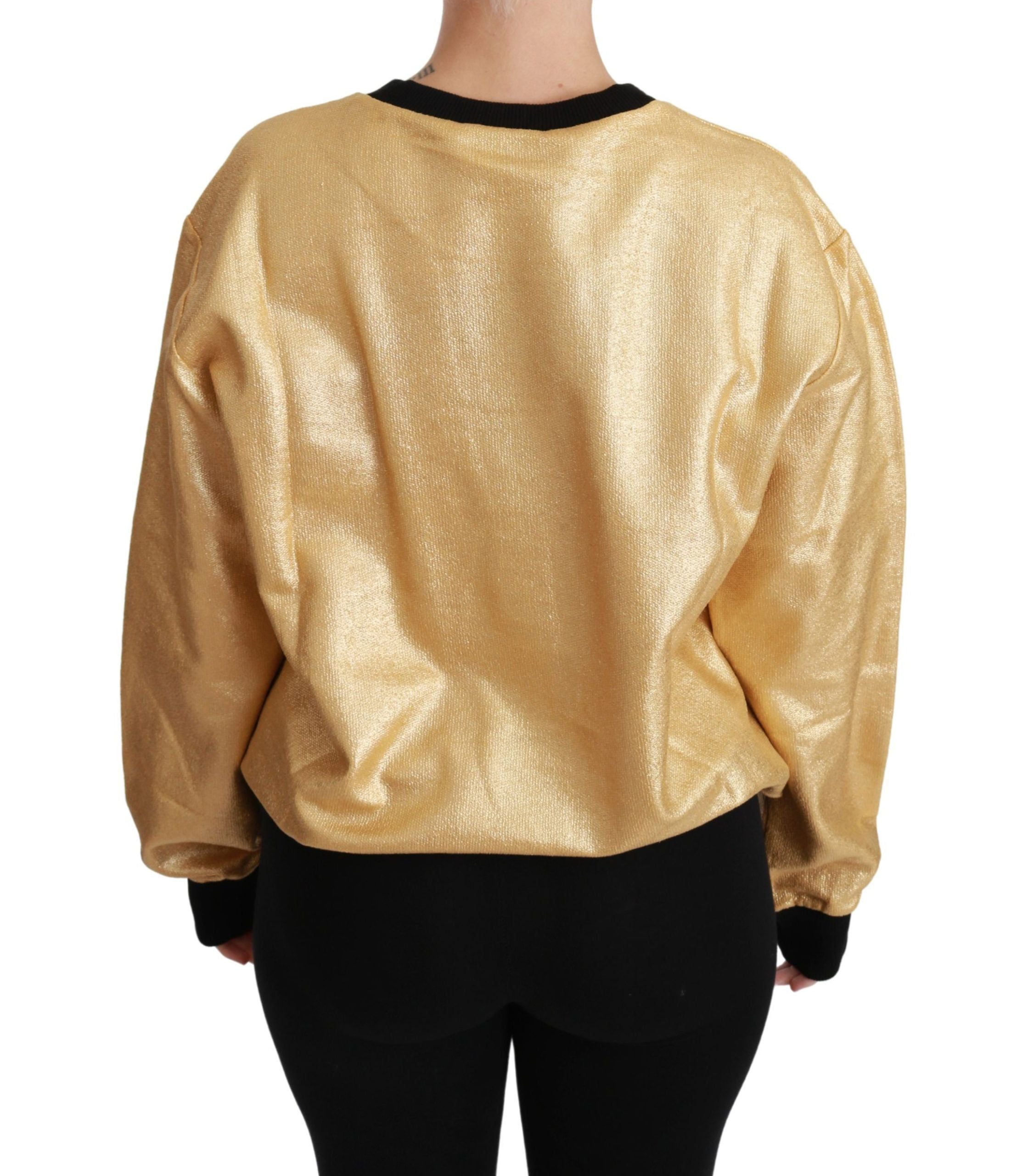 Dolce & Gabbana Elegant Gold Crew Neck Cotton Women's Sweater
