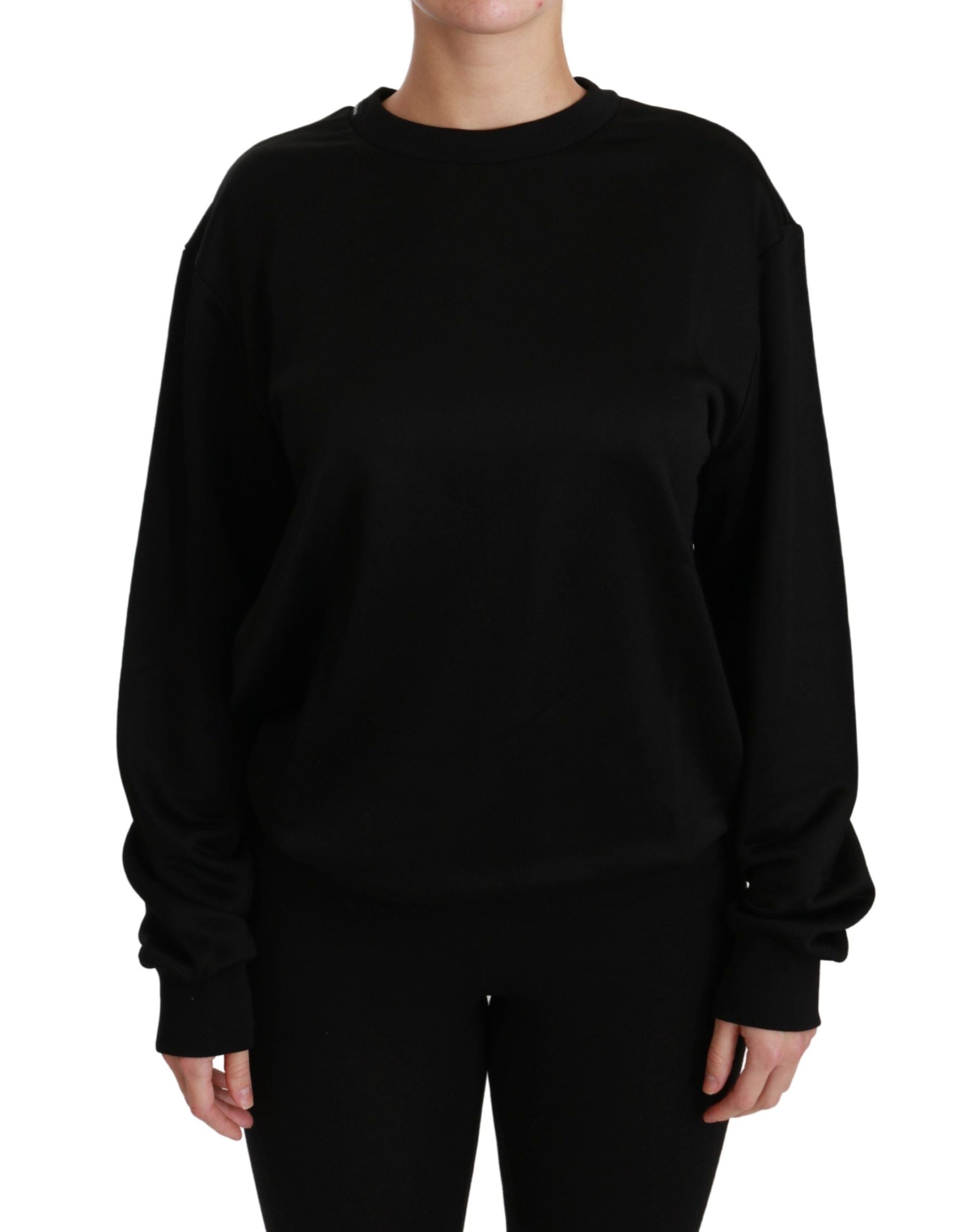 Dolce & Gabbana Black Cotton Crewneck Pullover Women's Sweater