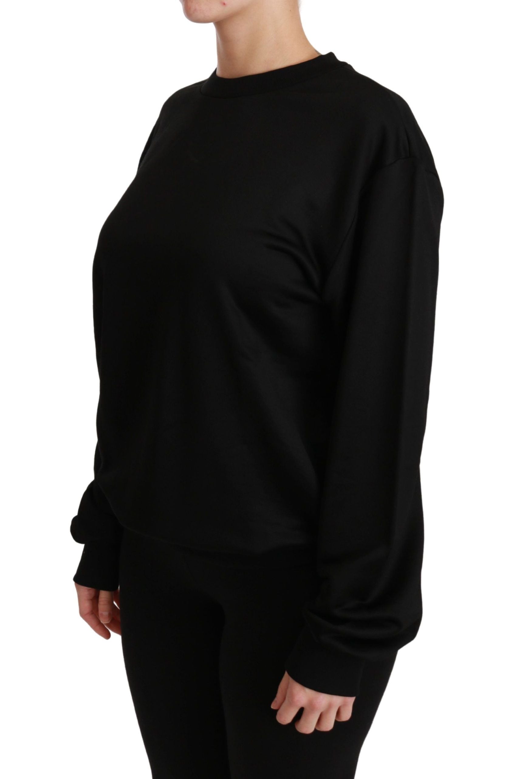 Dolce & Gabbana Black Cotton Crewneck Pullover Women's Sweater