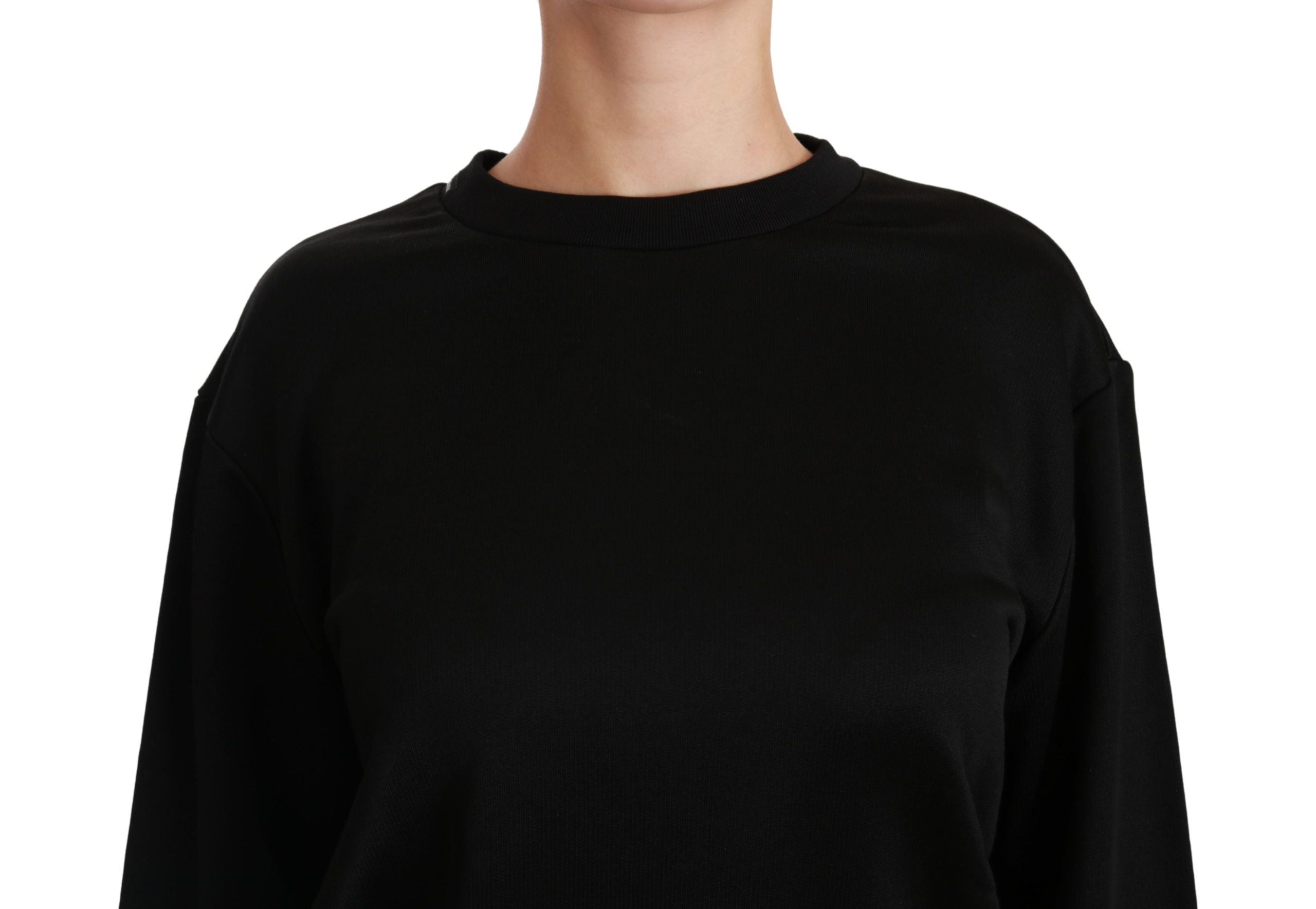 Dolce & Gabbana Black Cotton Crewneck Pullover Women's Sweater