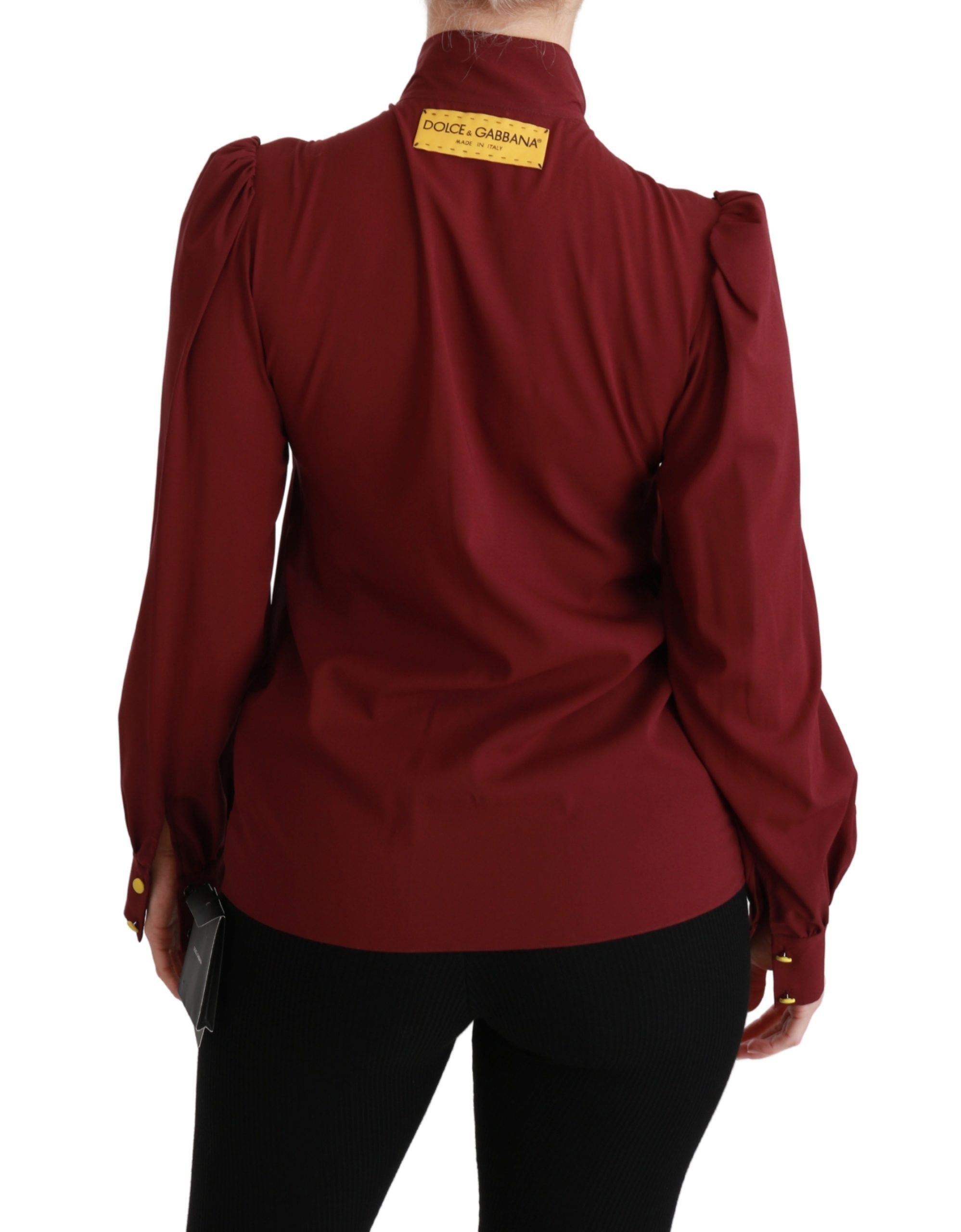 Dolce & Gabbana Maroon Long Sleeve Shirt Blouse Silk Women's Top