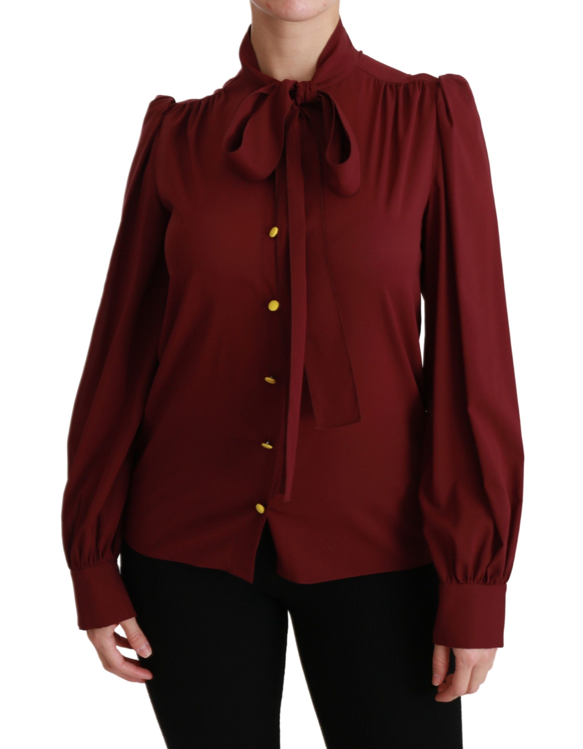 Dolce & Gabbana Elegant Maroon Silk Blend Polo Women's Blouse