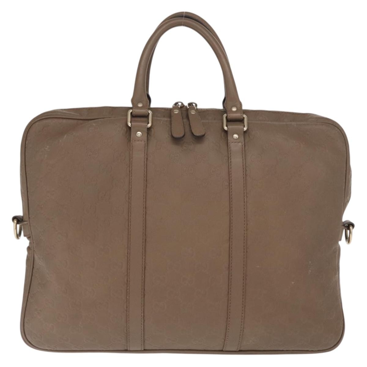 Gucci Convertible Briefcase Leather Brown Leather Briefcase Bag (Pre-Owned)