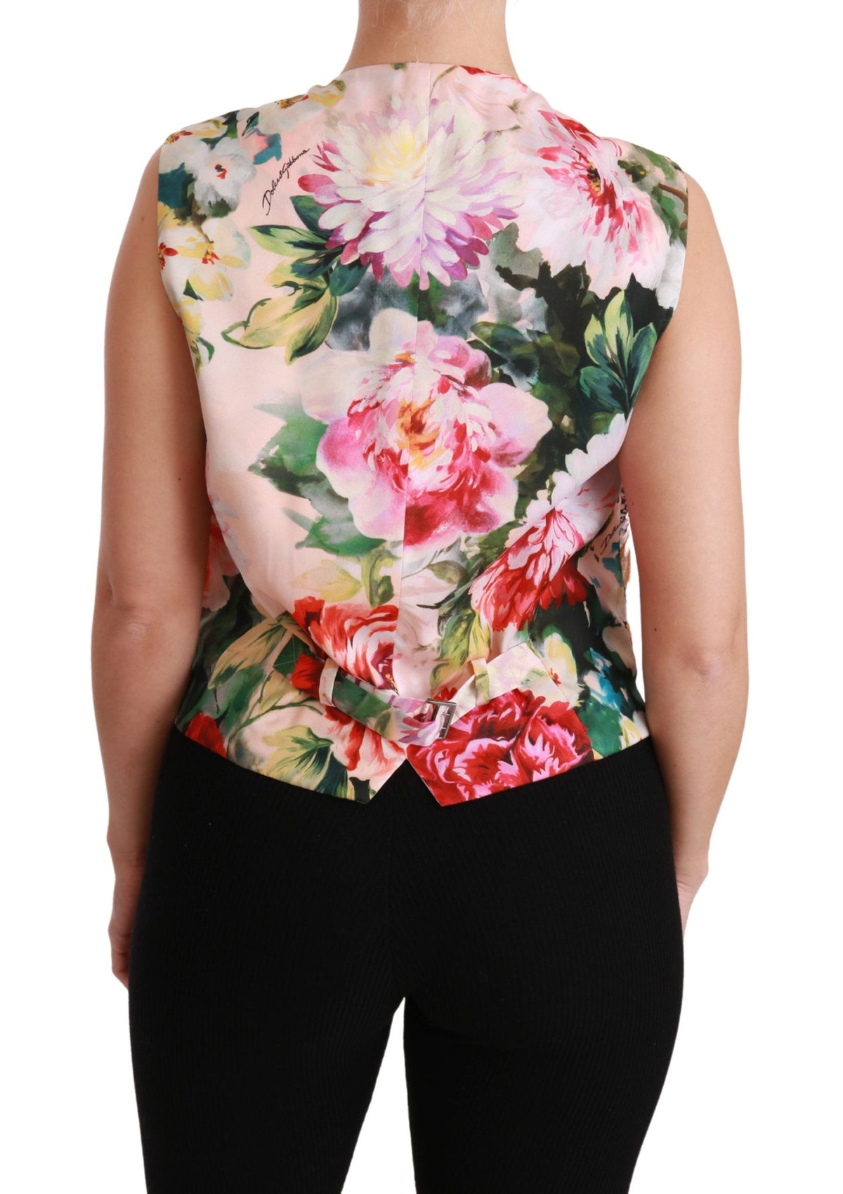 Dolce & Gabbana Multicolor Floral Sleeveless Waistcoat Top Women's Vest