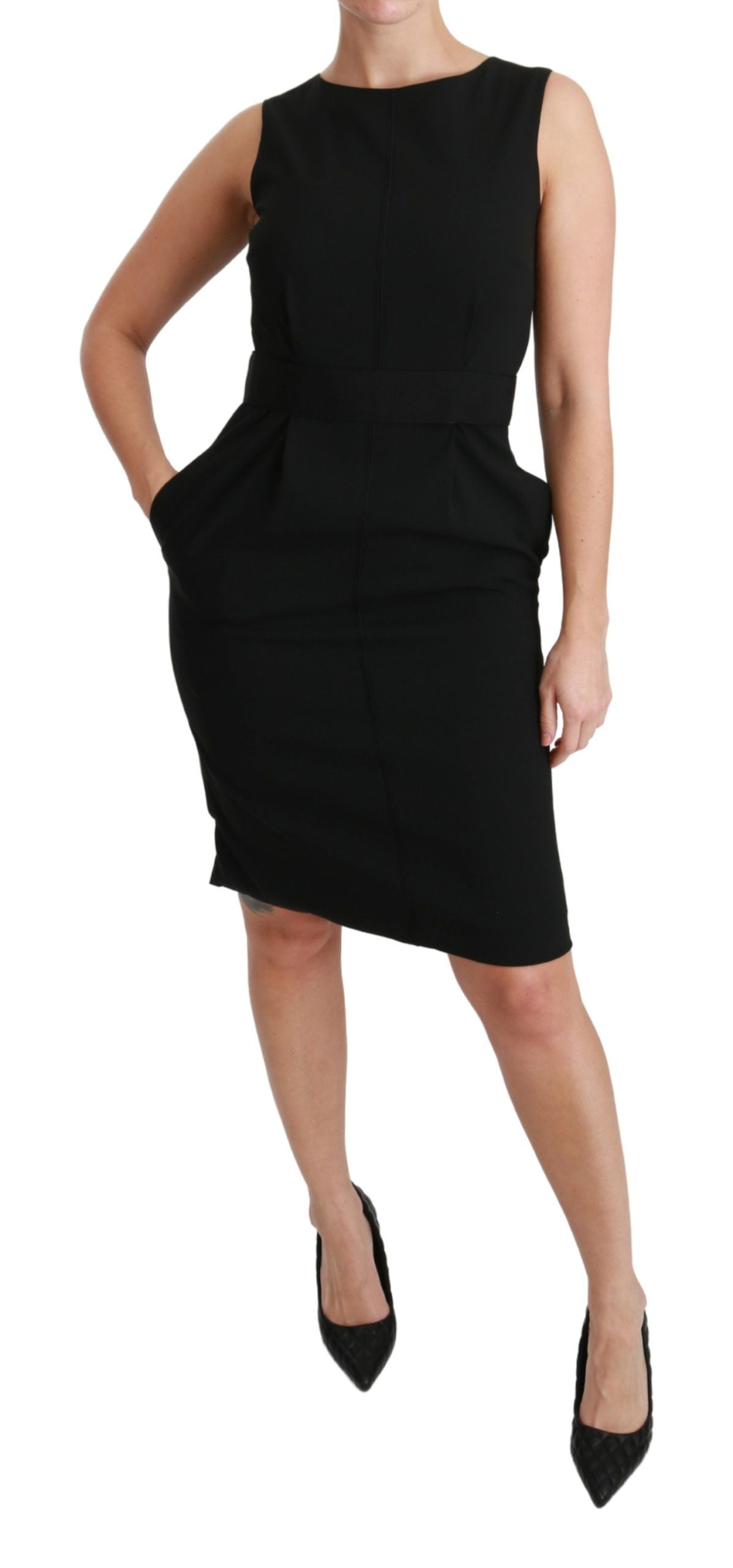 Dolce & Gabbana Black Sheath Stretch Formal Women's Dress