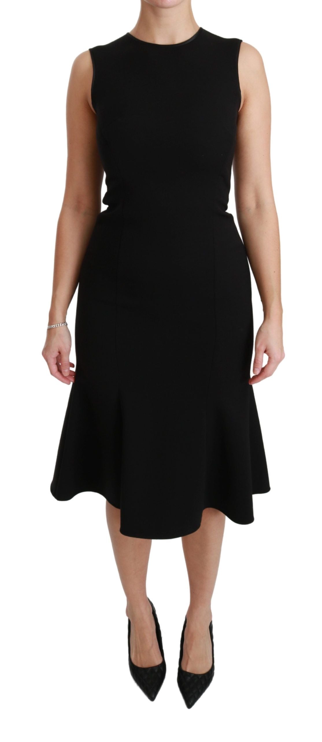 Dolce & Gabbana Elegant Black Fit Flare Wool Blend Women's Dress