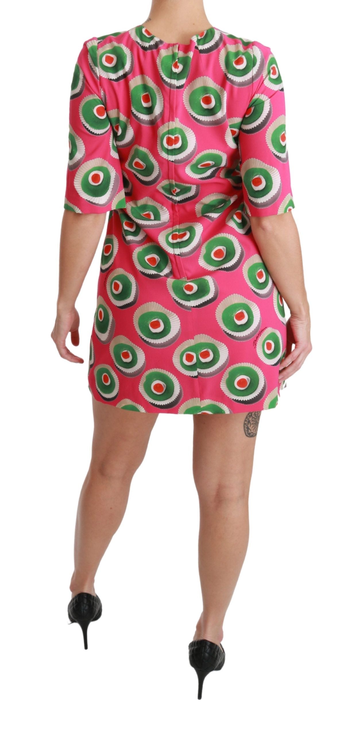 Dolce & Gabbana Pink Silk Cup Cake Shift Stretch Women's Dress